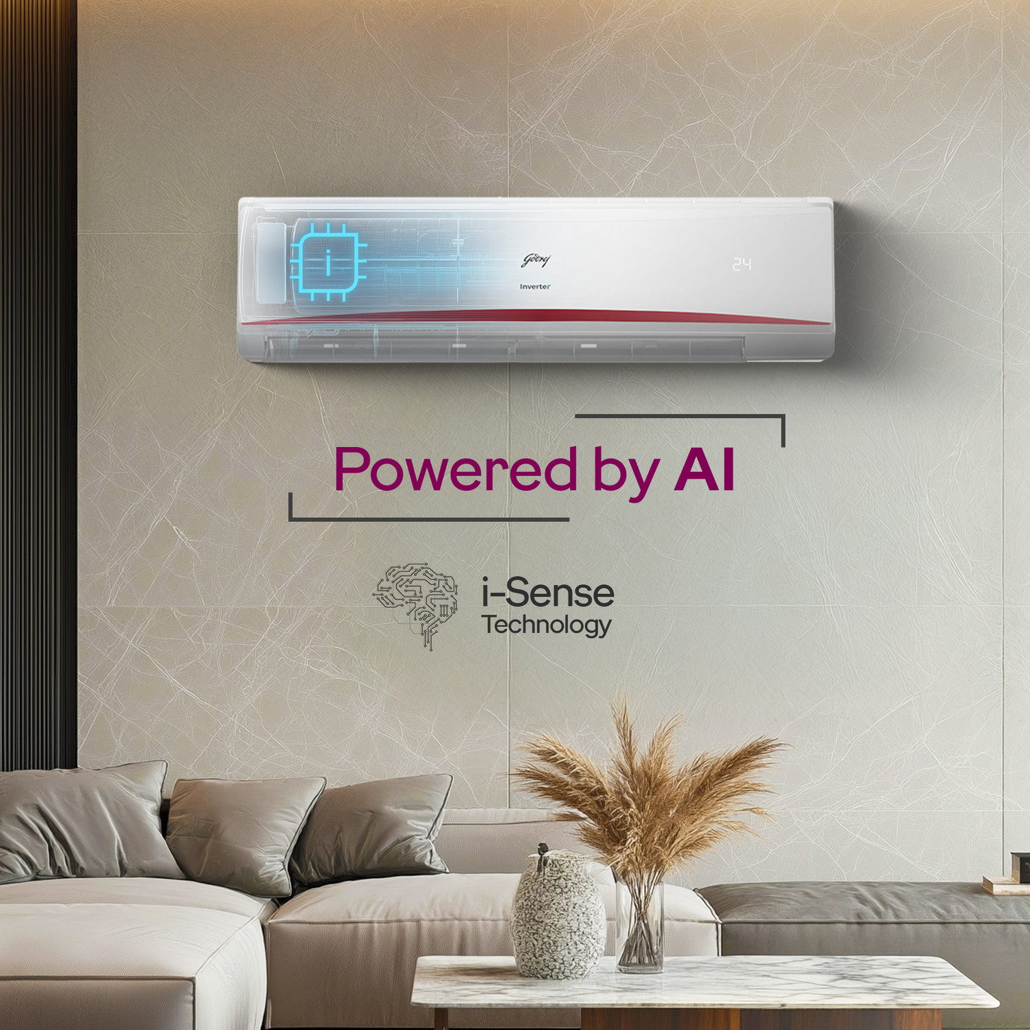 Image of Godrej 2026 Model 2.5 Ton 3 Star Split Inverter with 5-in-1 convertible | AI Powered| Heavy Duty Cooling at 52 degree celsius |4 - Way Swing AC