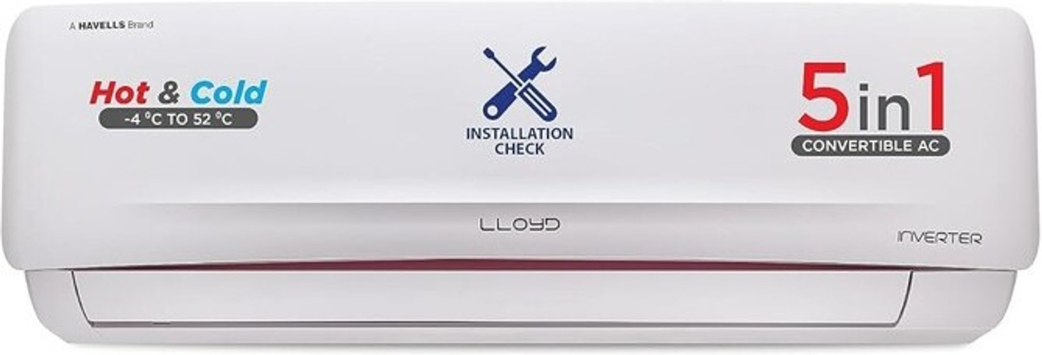 Image of Lloyd 2025 Model 1.5 Ton 5 Star Hot and Cold Split Inverter 5 in 1 Convertible, Smart 4 Way Air Swing AC