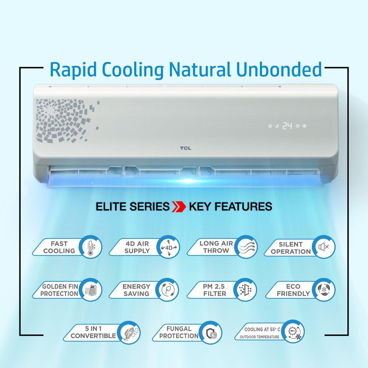 Image of TCL 2026 Model 1.5 Ton 3 Star Split Inverter 5 Step Convertible with Powerful Turbo cooling, Energy saving, Silent Operation AC AC