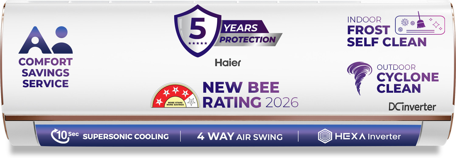 Image of Haier 2026 Model 1.5 Ton 4 Star Split HEXA Inverter with Wi-fi AC