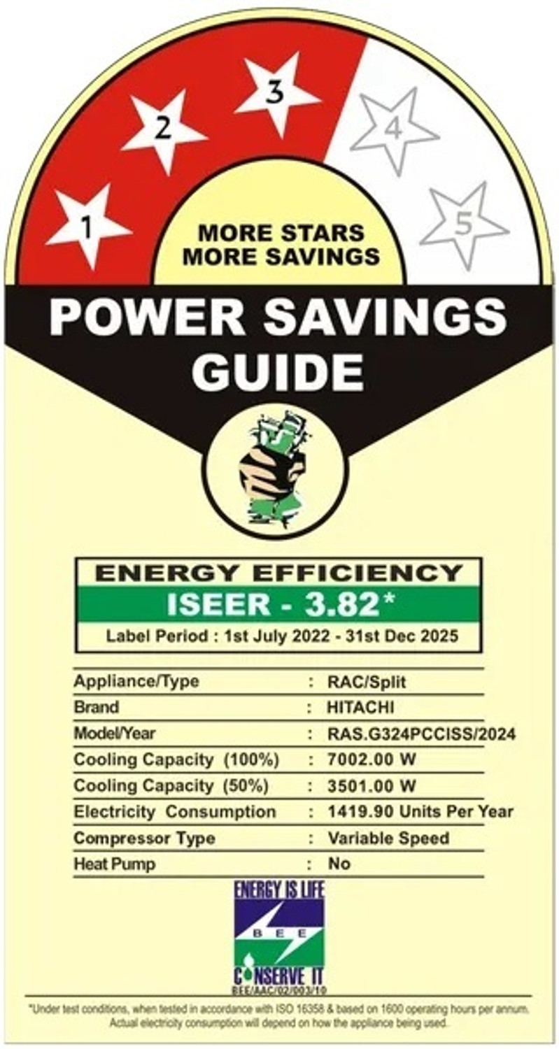 Image of Hitachi 2024 Model 2 Ton 3 Star Split Inverter AC
