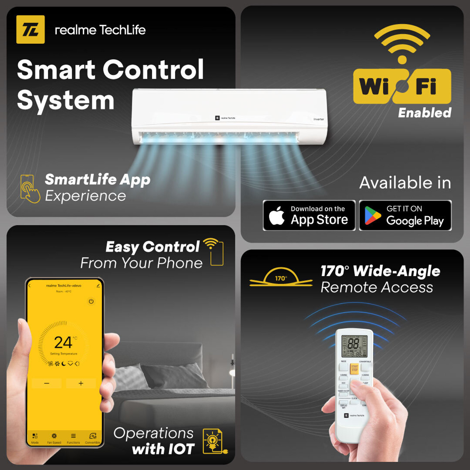 Image of realme TechLife 2026 Model 1.5 Ton 5 Star Split Inverter with Wi-fi AC
