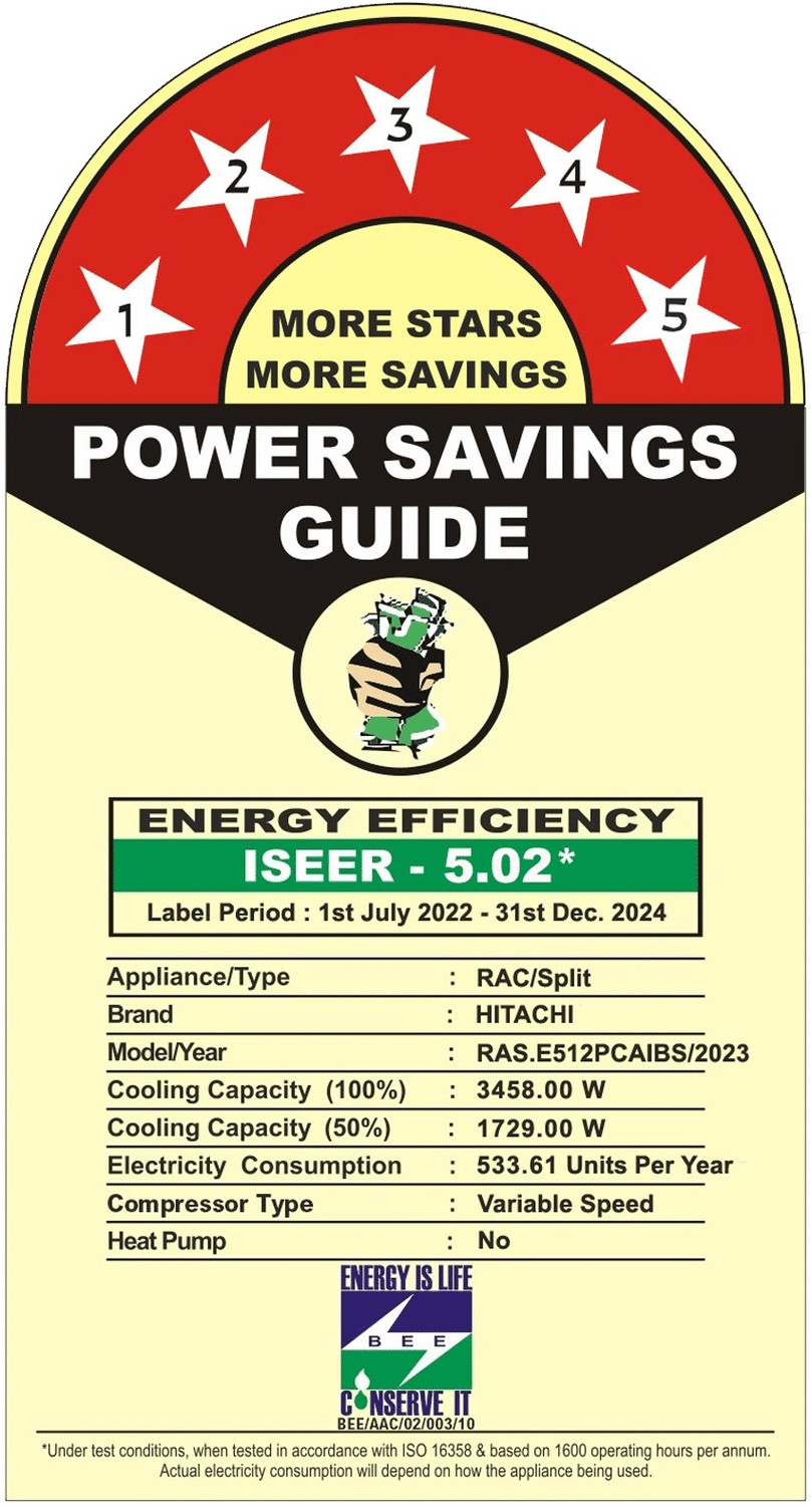 Image of Hitachi 2023 Model 1 Ton 5 Star Split Inverter AC