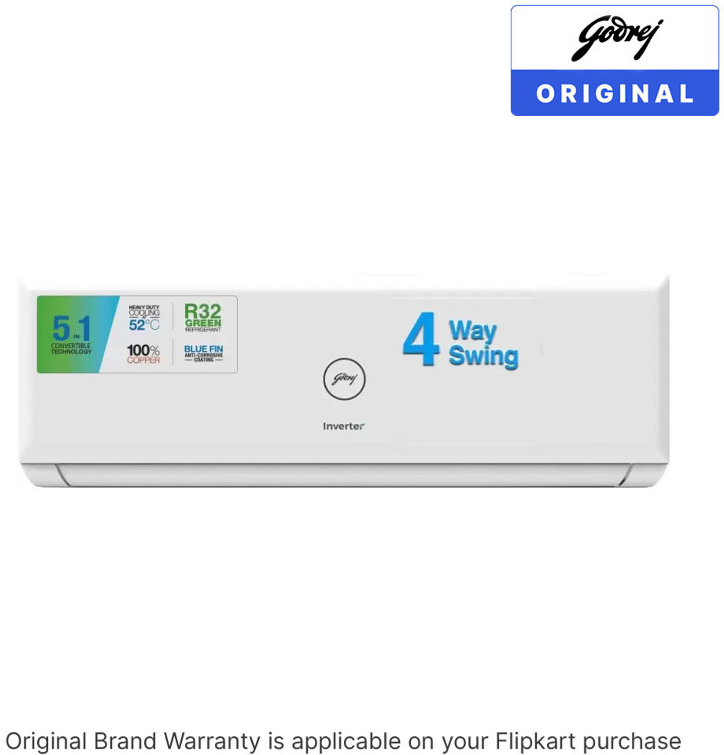 Image of Godrej 2023 Model 1.5 Ton 4 Star Split Inverter 5-in-1 Convertible Cooling with and Tri Filtration System AC