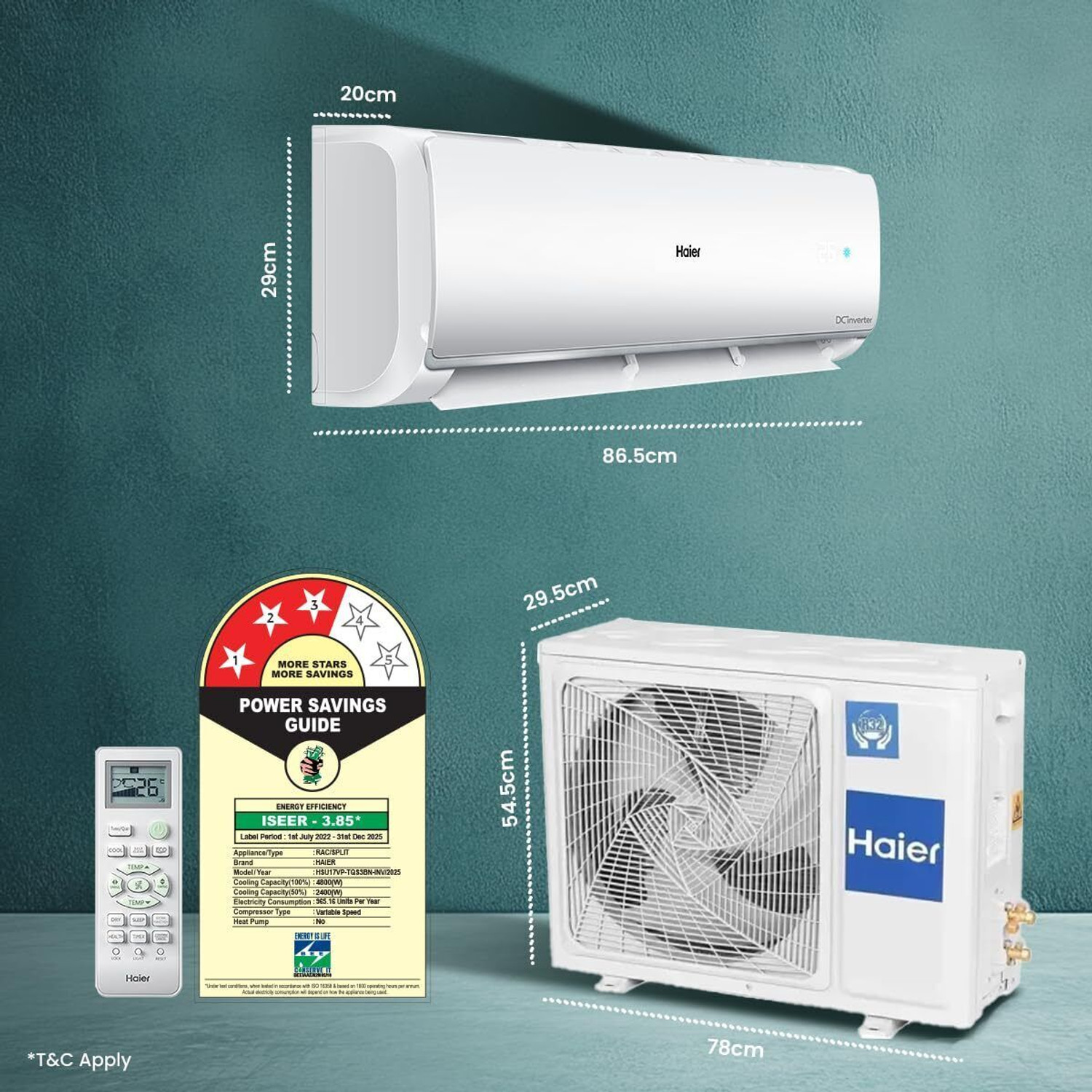 Image of Haier 2025 Model 1.5 Ton 3 Star Split Dual Inverter AC