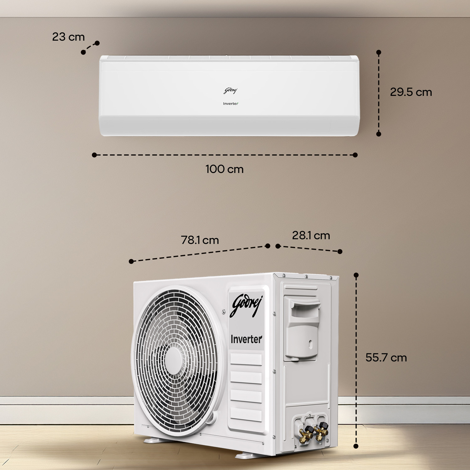 Image of Godrej 2026 Model 2 Ton 3 Star Split Inverter with 5-in-1 convertible | AI Powered| Heavy Duty Cooling at 52 degree celsius|i-Sense technology AC