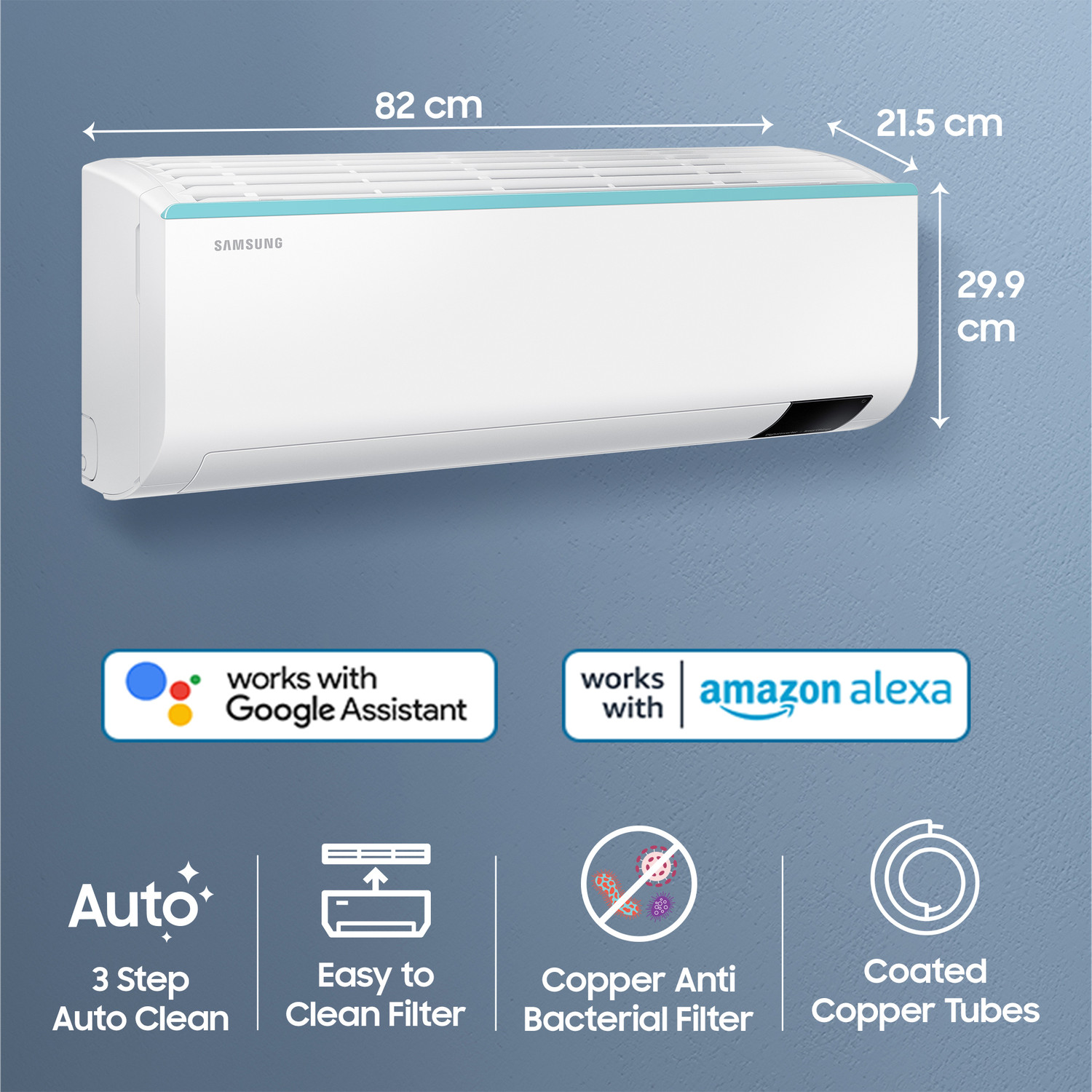 Image of Samsung 2023 Model 1 Ton 5 Star Split Inverter with Wi-fi AC