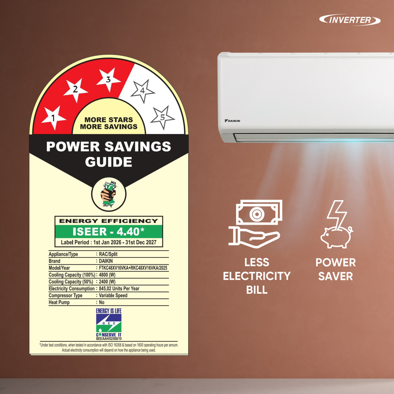 Image of Daikin 2025 Model 1.5 Tons 3 Star Split Inverter AC