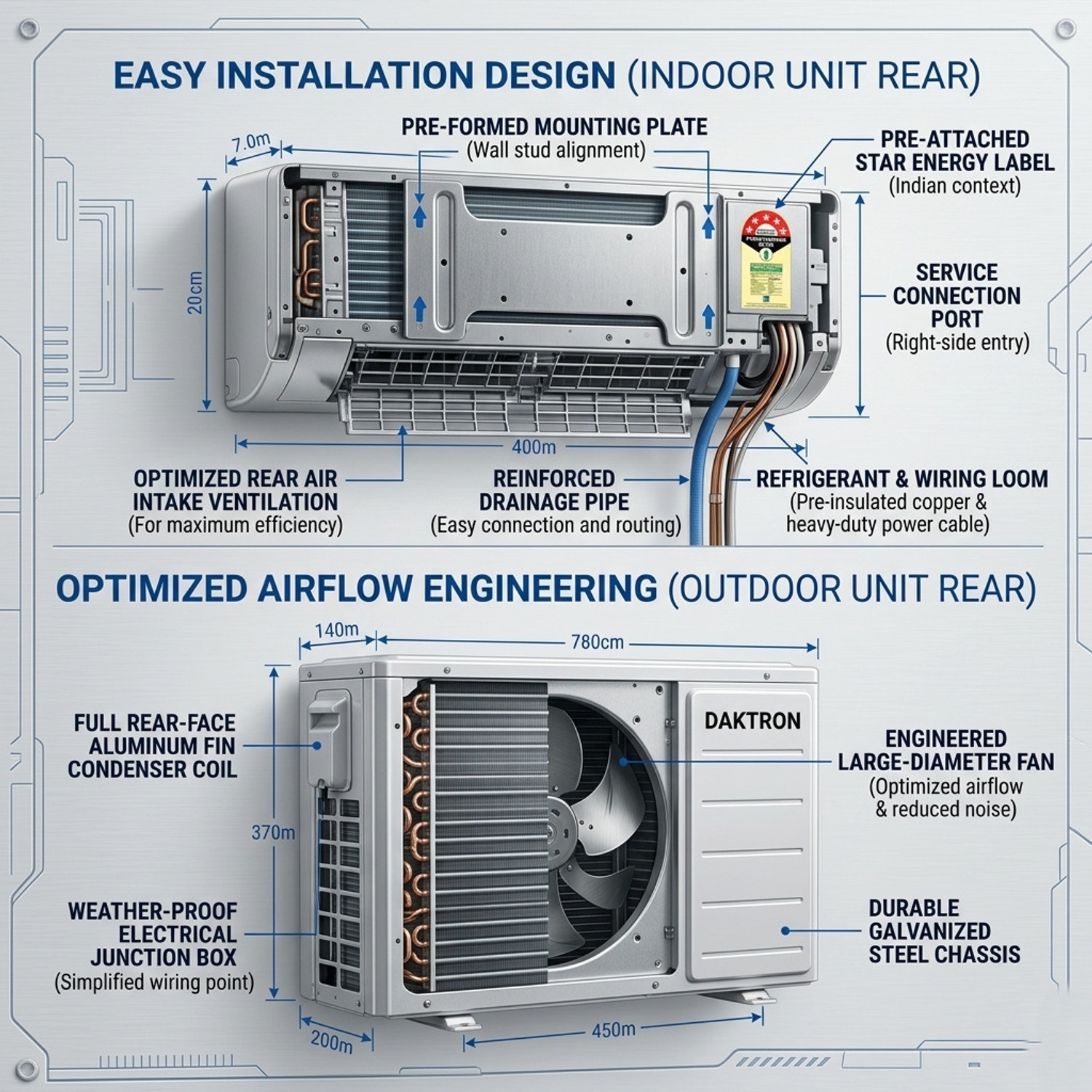 Image of DAKTRON 2026 Model 1.5 Ton 5 Star Split Fixed Speed AC