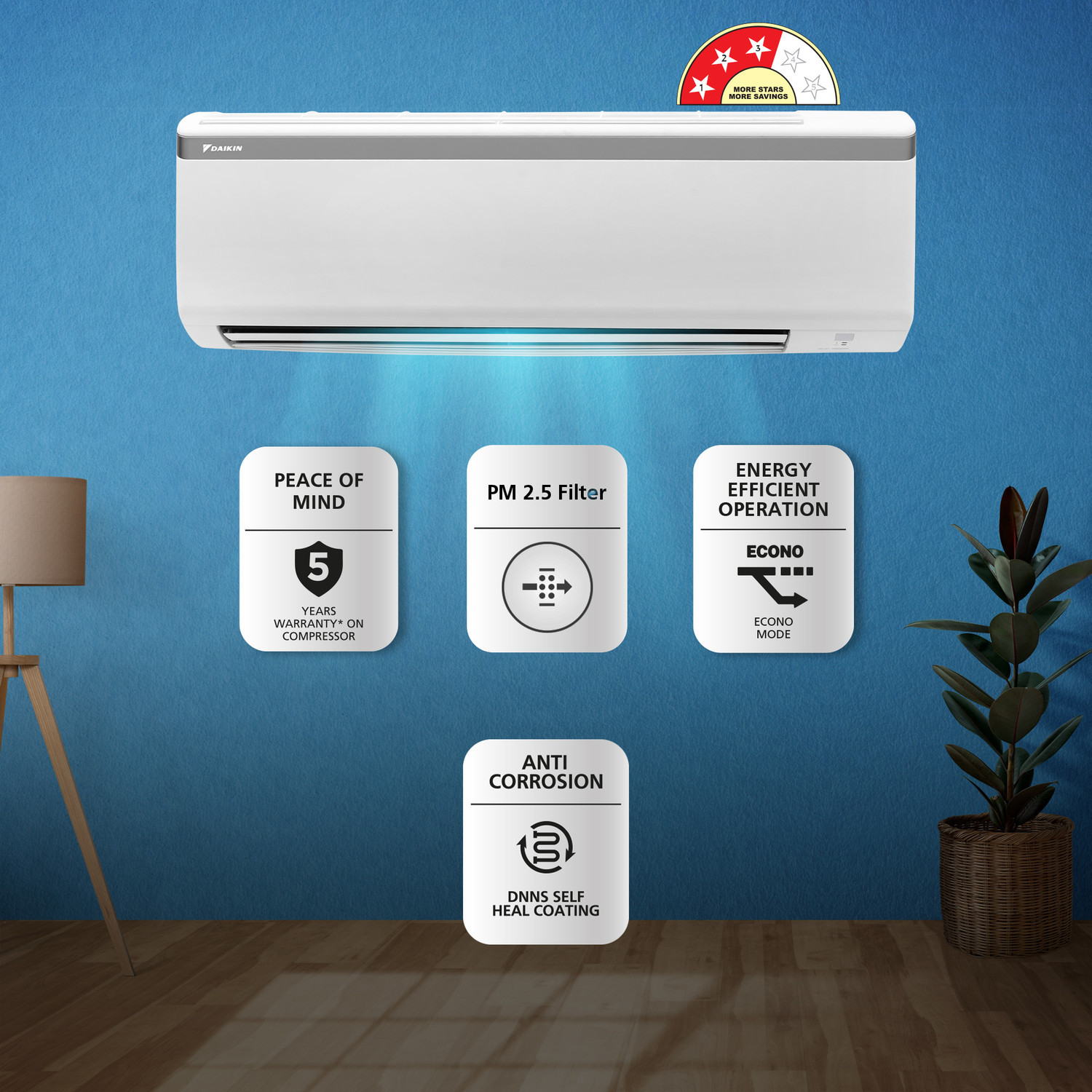 Image of Daikin 2023 Model 0.8 Ton 3 Star Split Fixed Speed AC