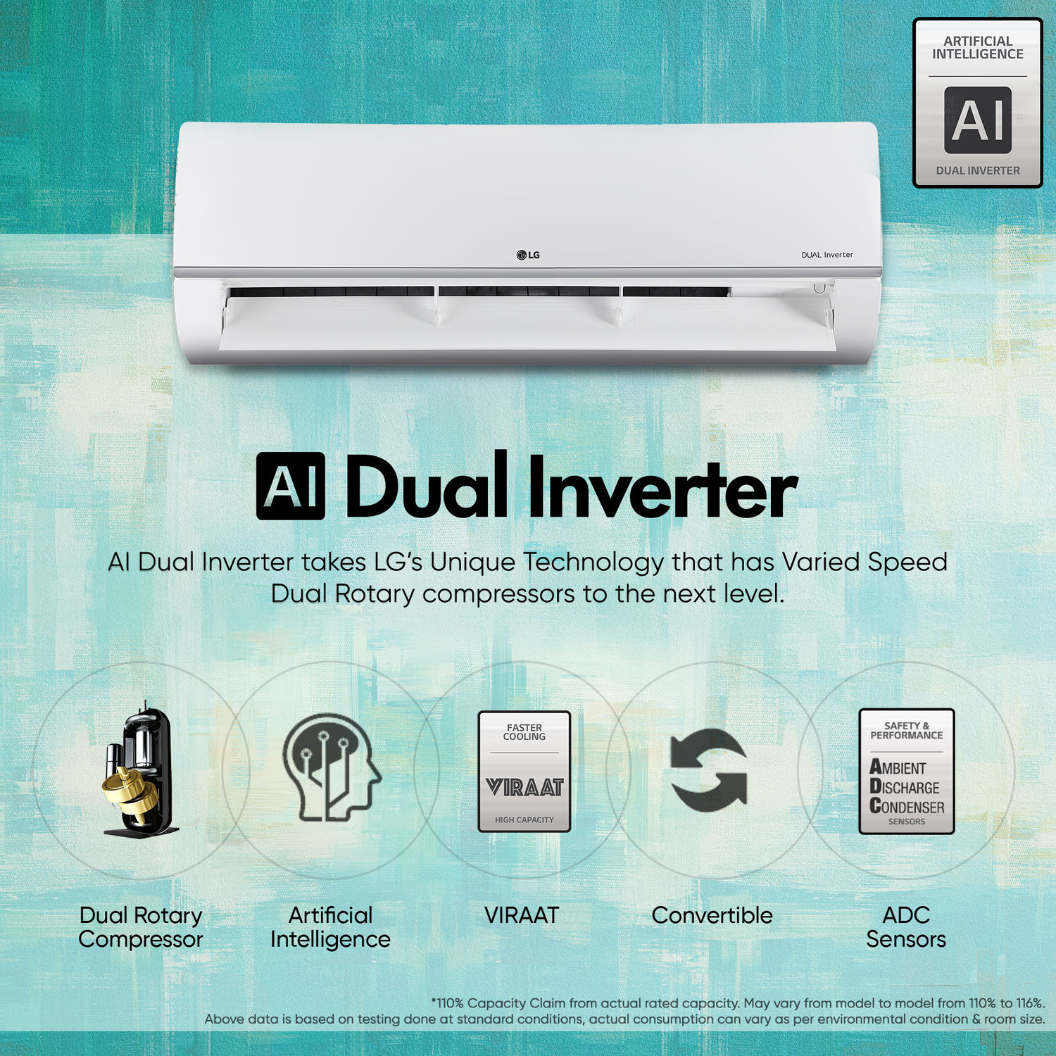 Image of LG 2024 Model 1.2 Ton 3 Star Split Dual Inverter 2 Way Swing, HD Filter with Anti-Virus Protection,VIRAAT Mode, Diet Mode & ADC Sensor AC