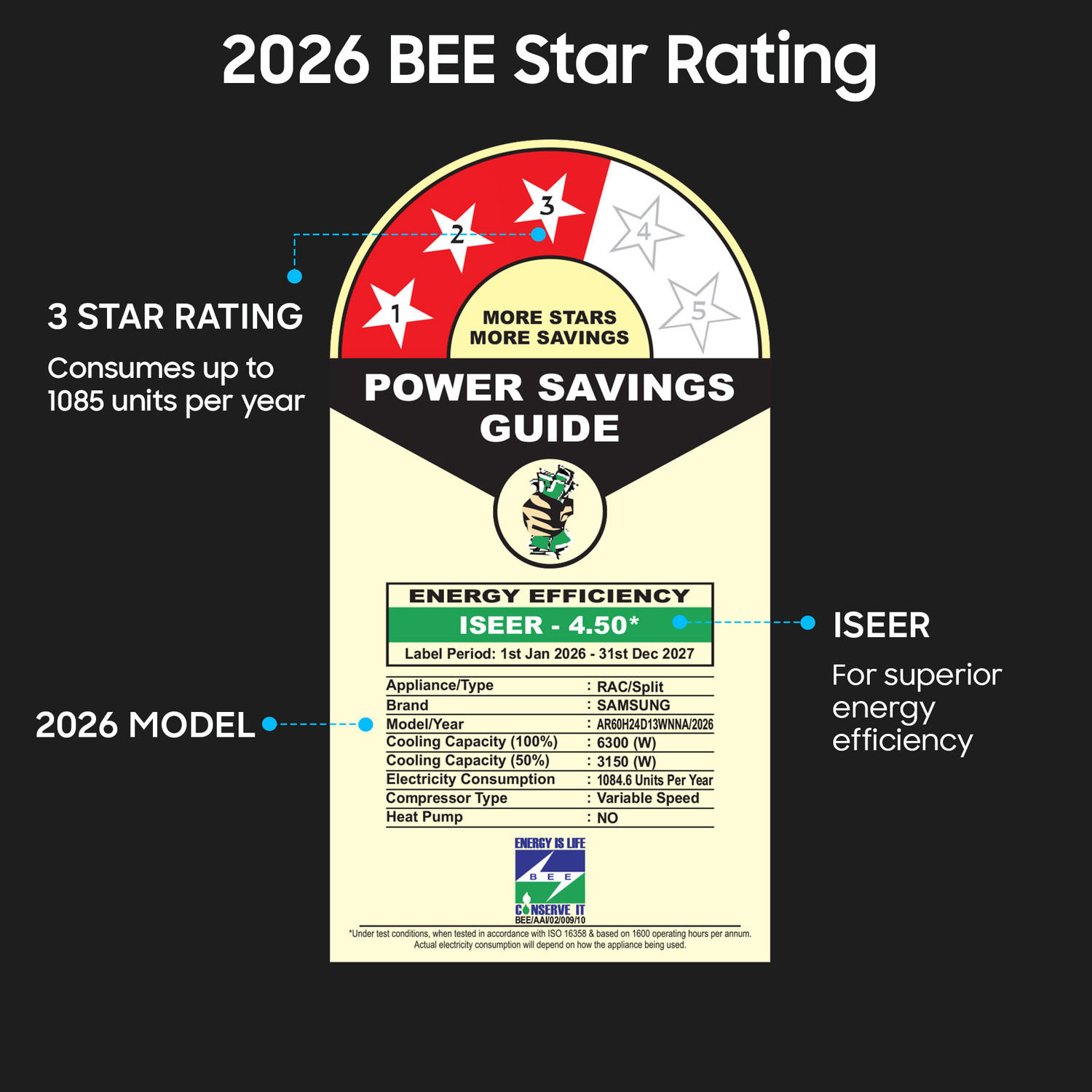 Image of Samsung 2026 Model 2 Ton 3 Star Split Inverter with Wi-fi AC