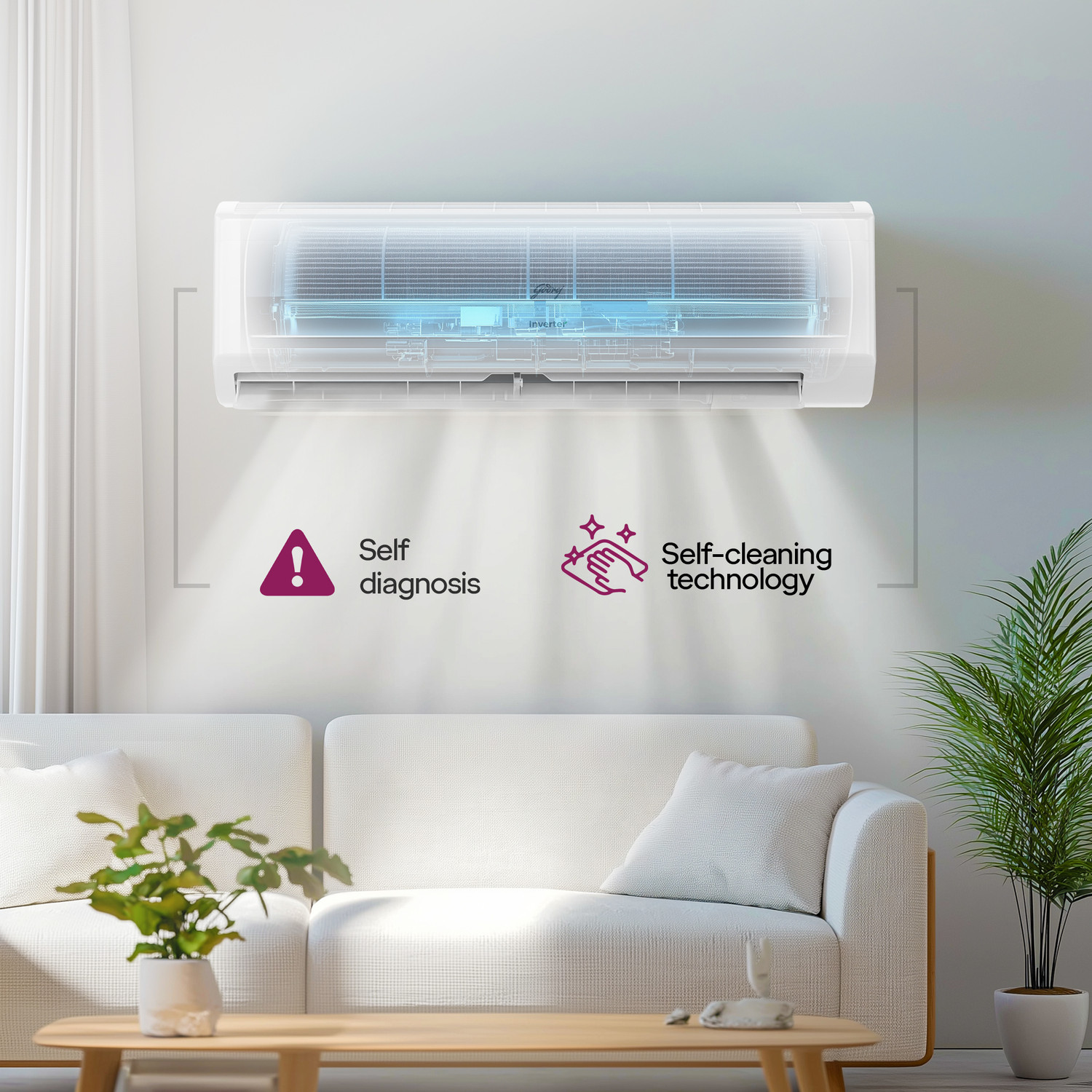 Image of Godrej 2024 Model 1.5 Ton 3 Star Hot and Cold Split Inverter AC