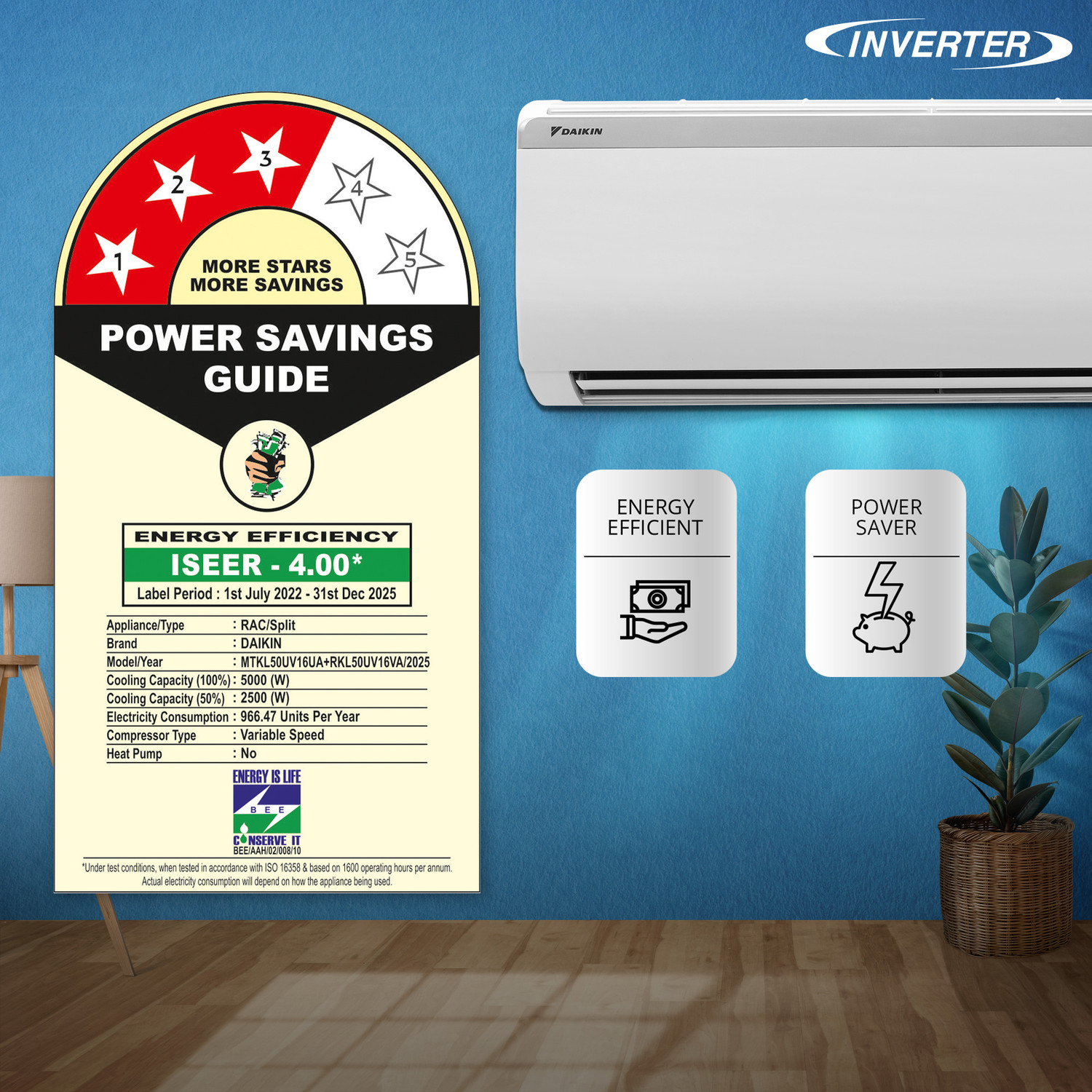 Image of Daikin 2025 Model 1.5 Ton 3 Star Split Inverter AC