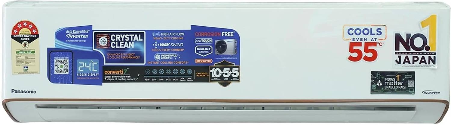 Panasonic 2025 Model 1.5 Ton 5 Star Split Inverter AC