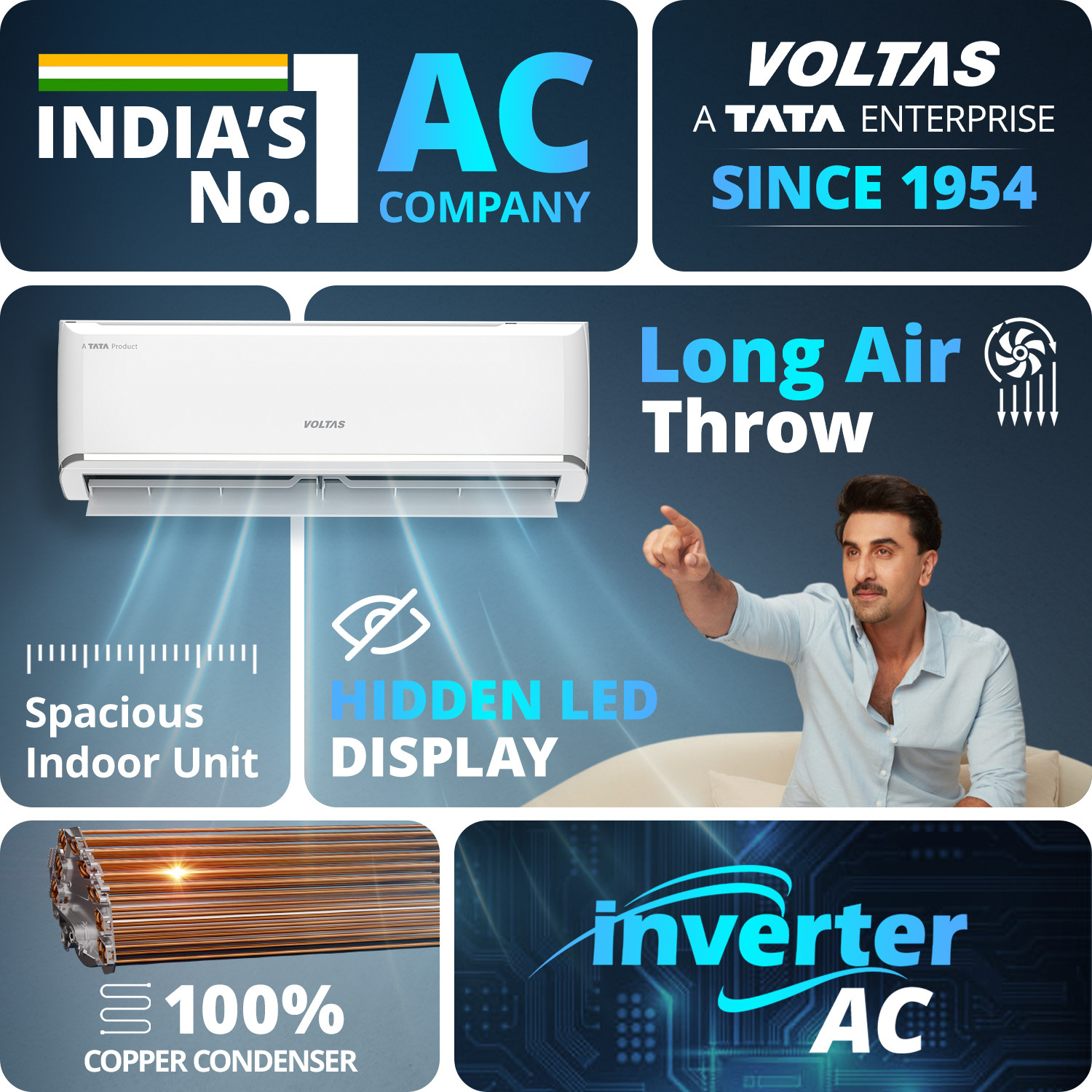 Image of Voltas 2026 Model 1 Ton 5 Star Split Inverter AC
