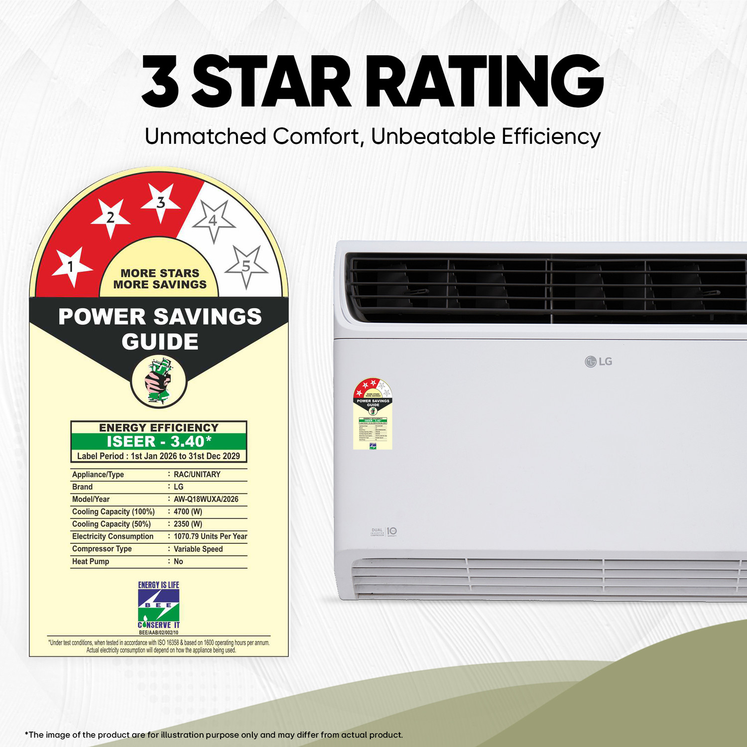 Image of LG 2026 Model 1.5 Ton 3 Star Window Dual Inverter Convertible 4-in-1 Cooling with Faster Cooling and Energy Saving, 4 Way Air Direction (Manual), Clean Filter Indicator, HD Filter and Top Air Discharge AC