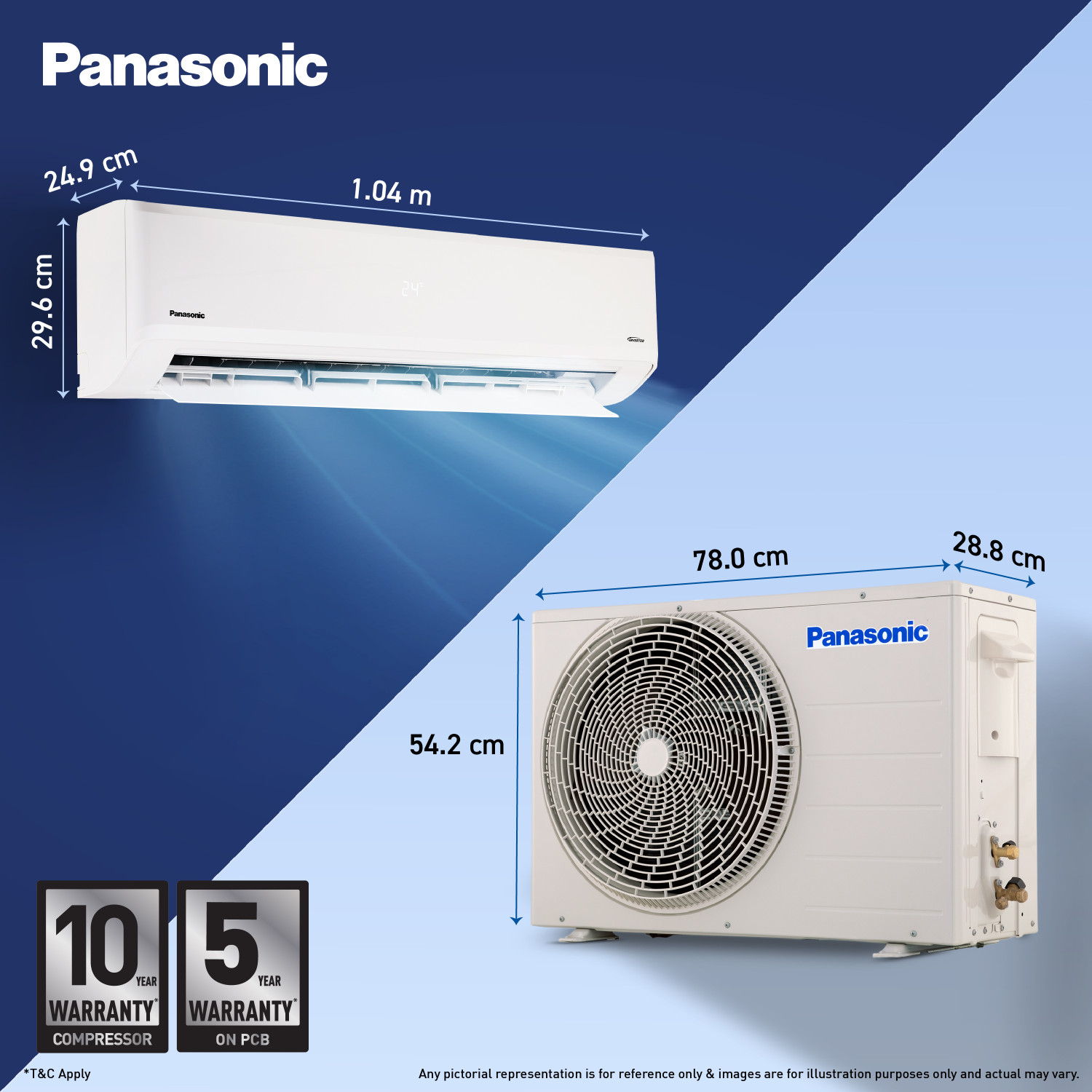 Image of Panasonic 2026 Model 1.5 Ton 4 Star Split Inverter with Wi-fi Smart, DustBuster Tech, Matter Enabled, AI, Higher Airflow, 4-Way Swing, Cools at 55 Deg. C, Copper Condenser, 8in1 Convertible, PM0.1 Filter AC