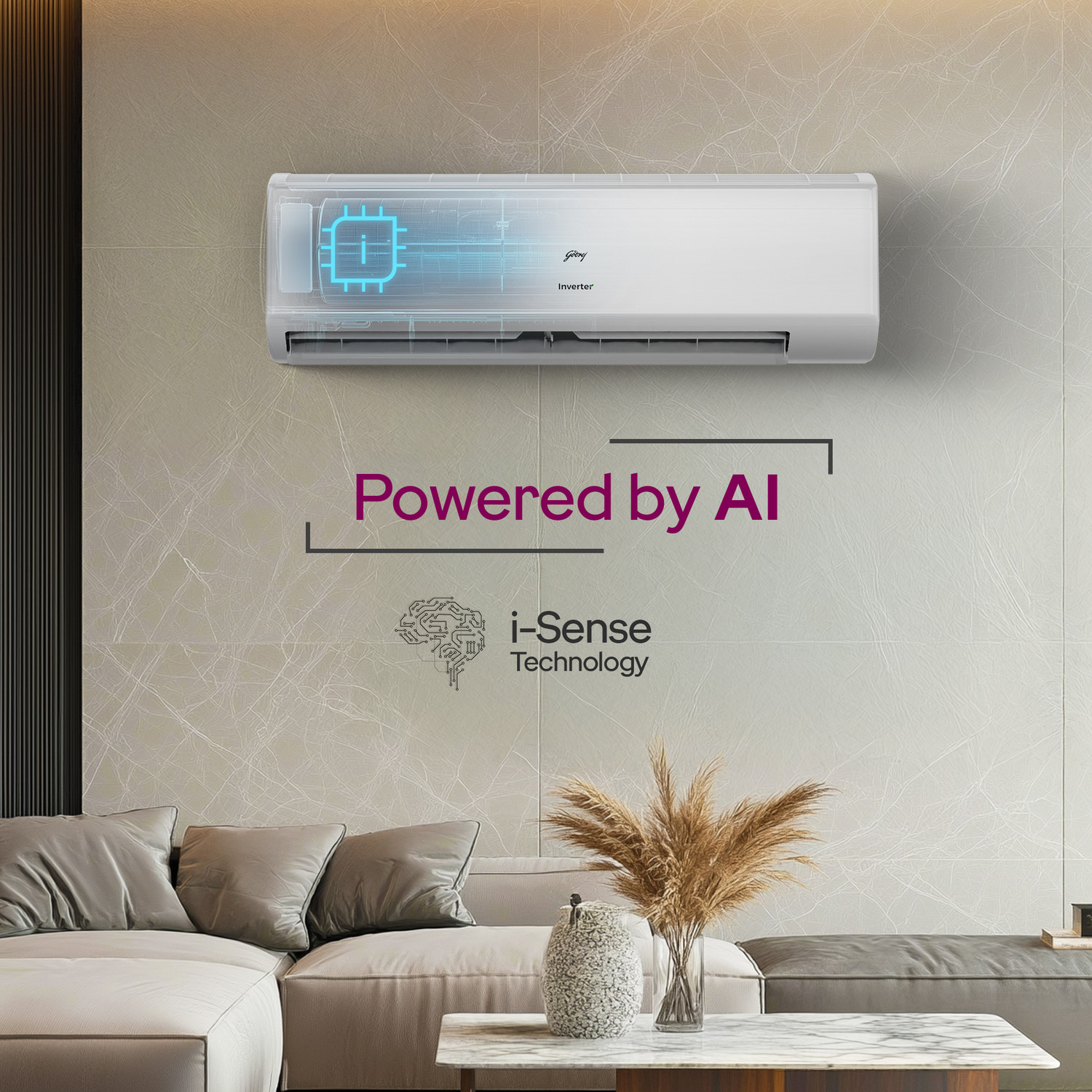Image of Godrej 2025 Model 1.5 Ton 5 Star Split Inverter AI Powered, 5-In-1 Convertible, Heavy Duty Cooling At Extreme Temperature AC