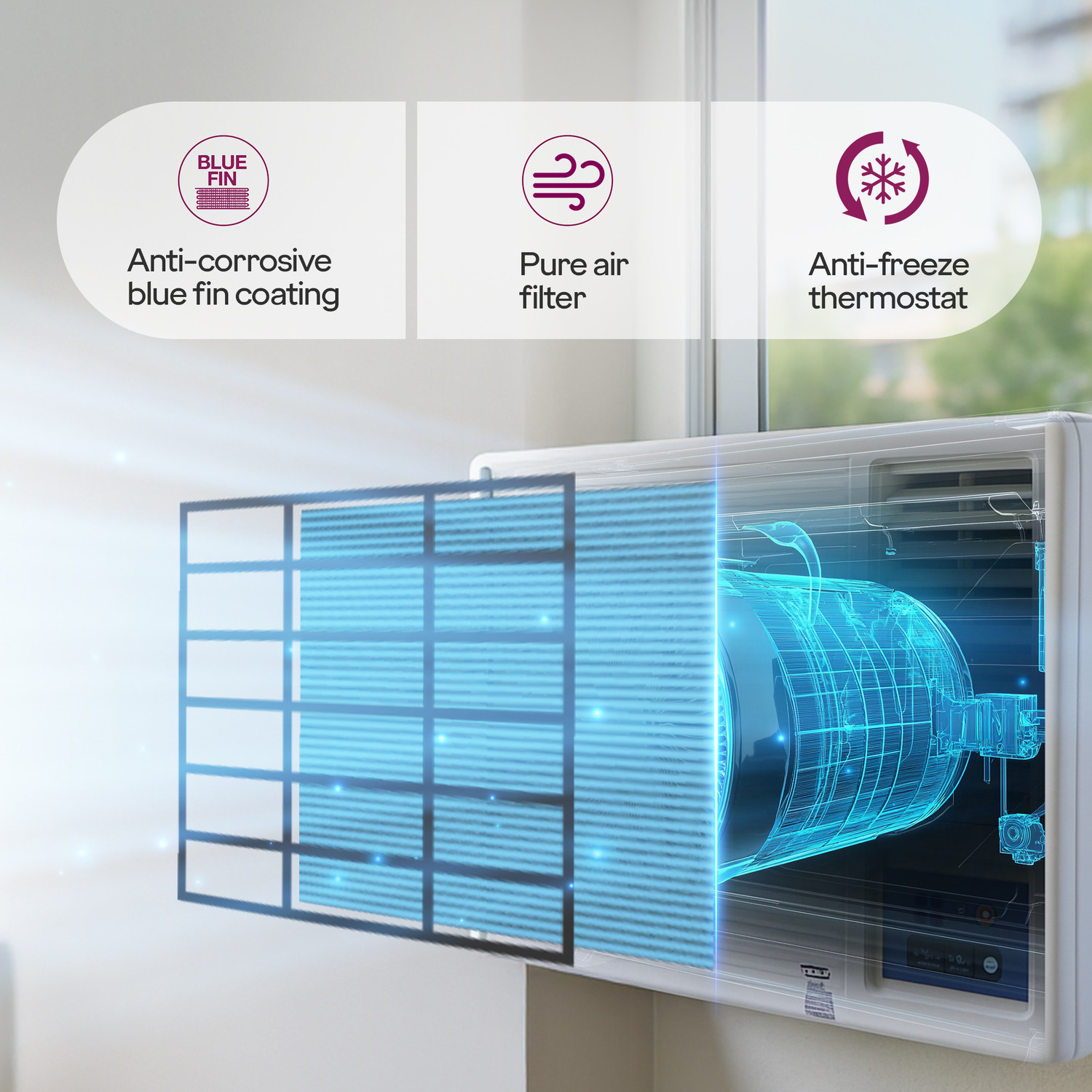 Image of Godrej 2025 Model 1.5 Ton 3 Star Window Fixed Speed Turbo ModeAnti-Dust Filter with Anti-Freeze Thermostat AC