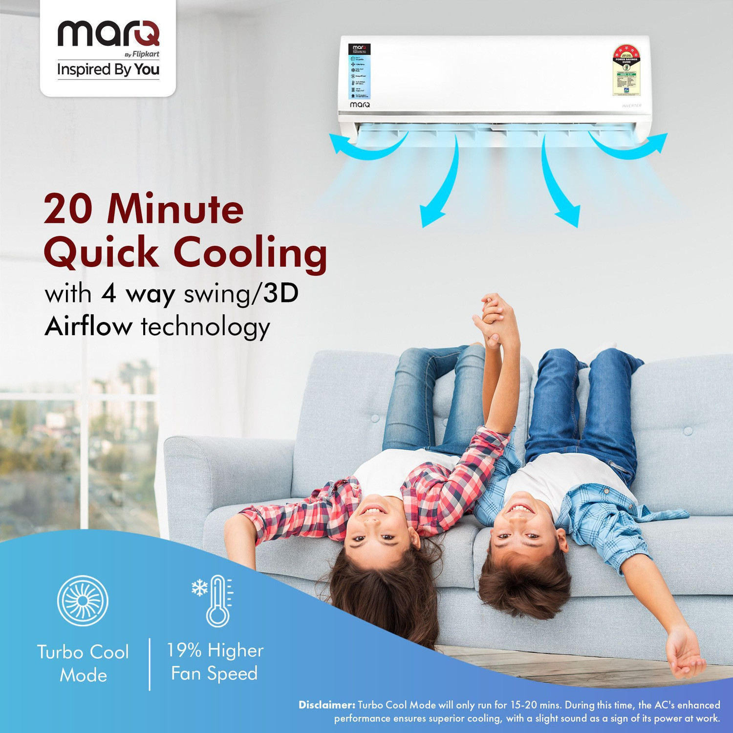 Image of MarQ by Flipkart 2025 Model 1.5 Ton 5 Star Split Inverter 5-in-1 Convertible with Turbo Cool Technology AC