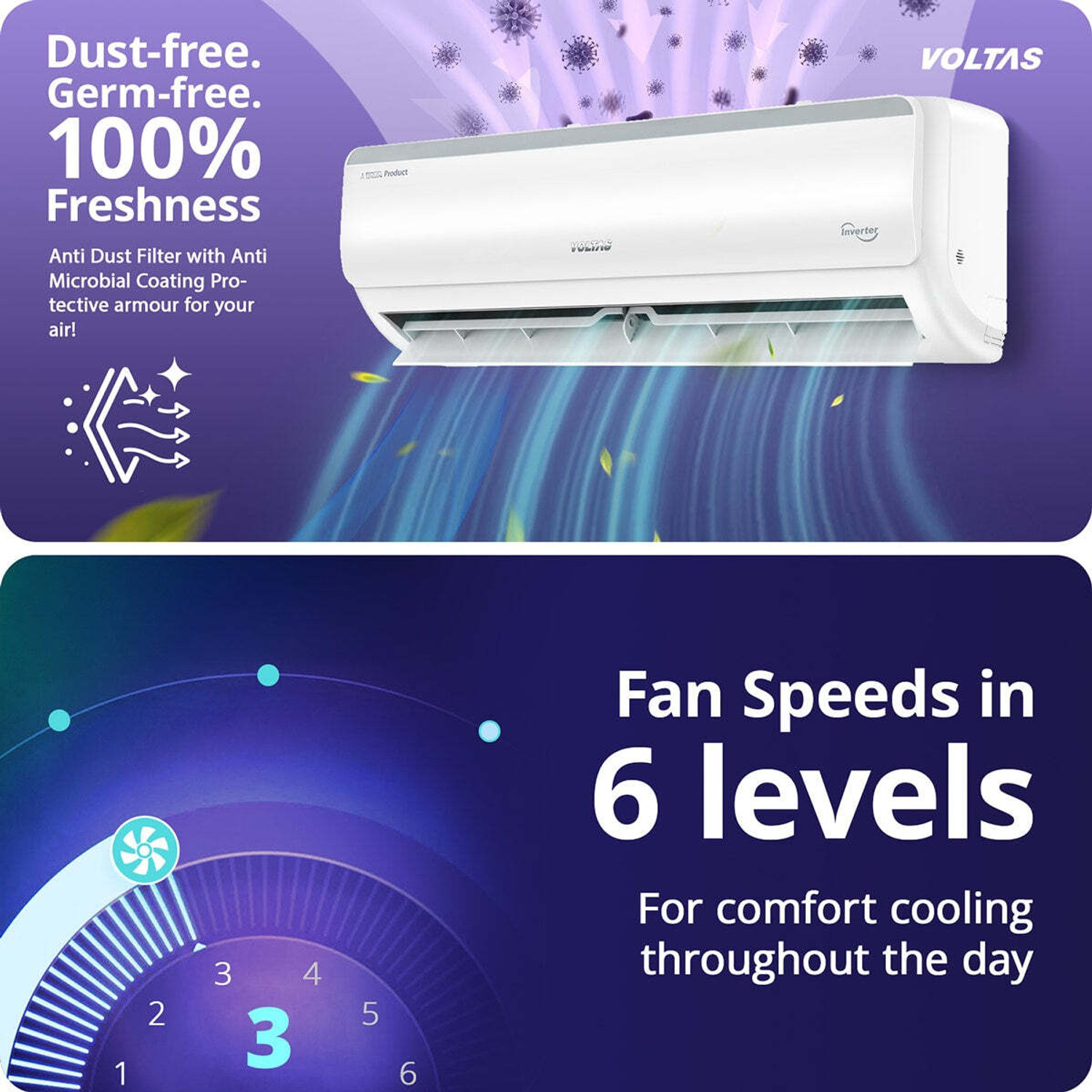 Image of Voltas 2026 Model 1.5 Ton 5 Star Split Inverter AC