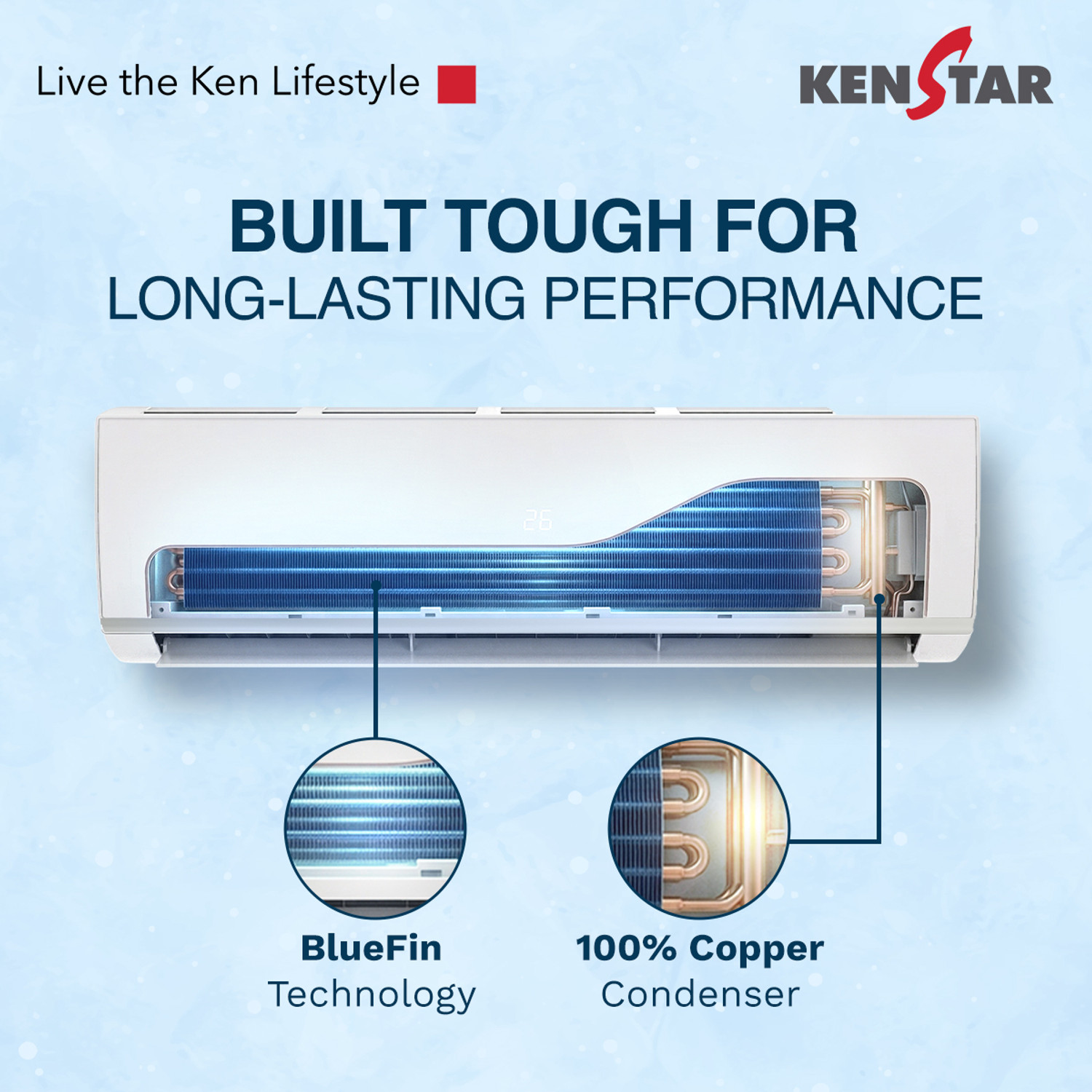 Image of Kenstar 2026 Model 1 Ton 3 Star Split Inverter 5-in-1 Convertible with Rapid Cool Technology AC