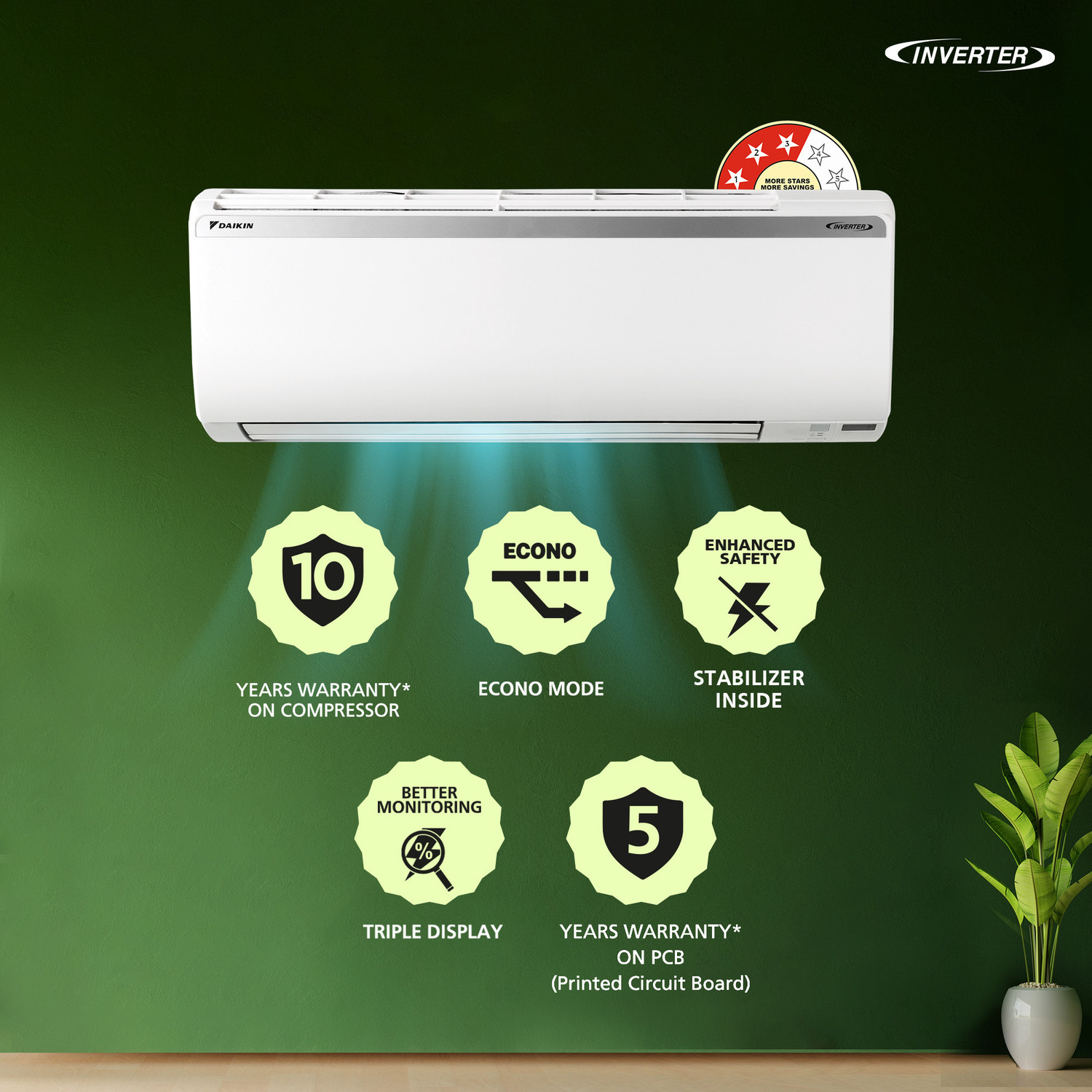Image of Daikin 2025 Model 1.4 Ton 3 Star Split Inverter AC