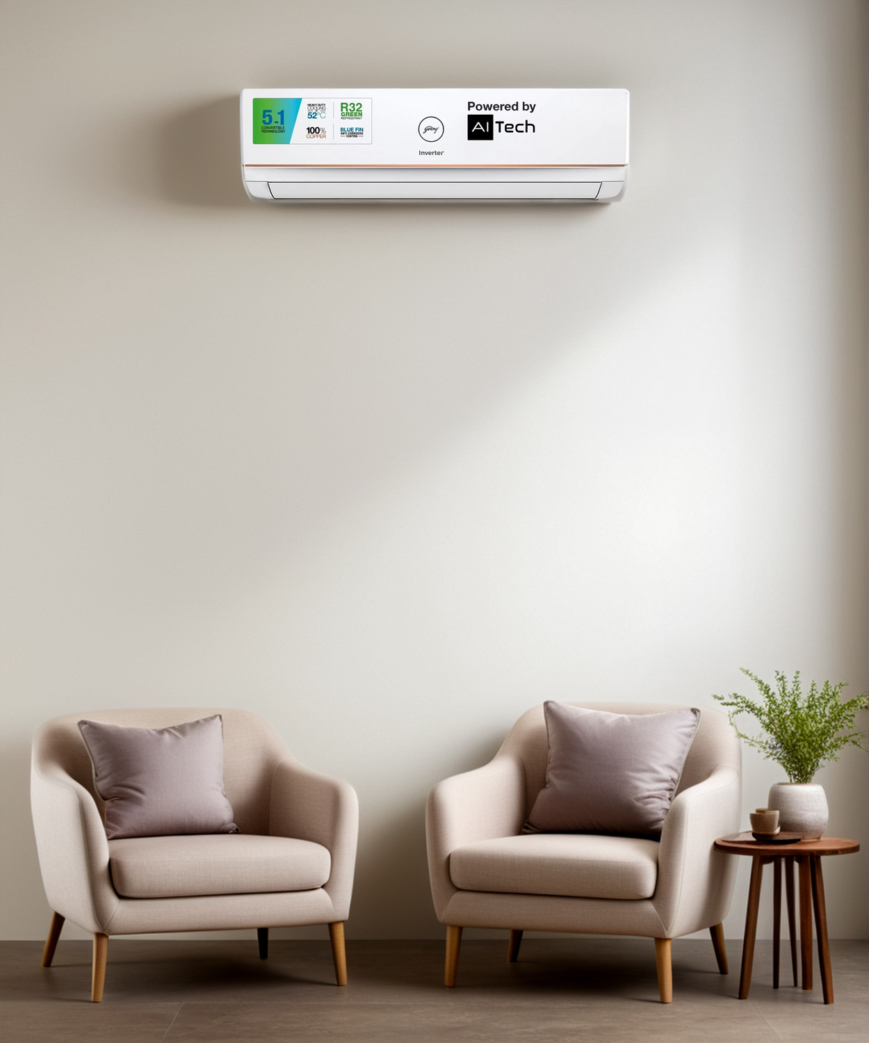 Image of Godrej 2024 Model 1 Ton 3 Star Split Inverter i-sense Technology with Blue Fin Anti Corrosive Coating AC