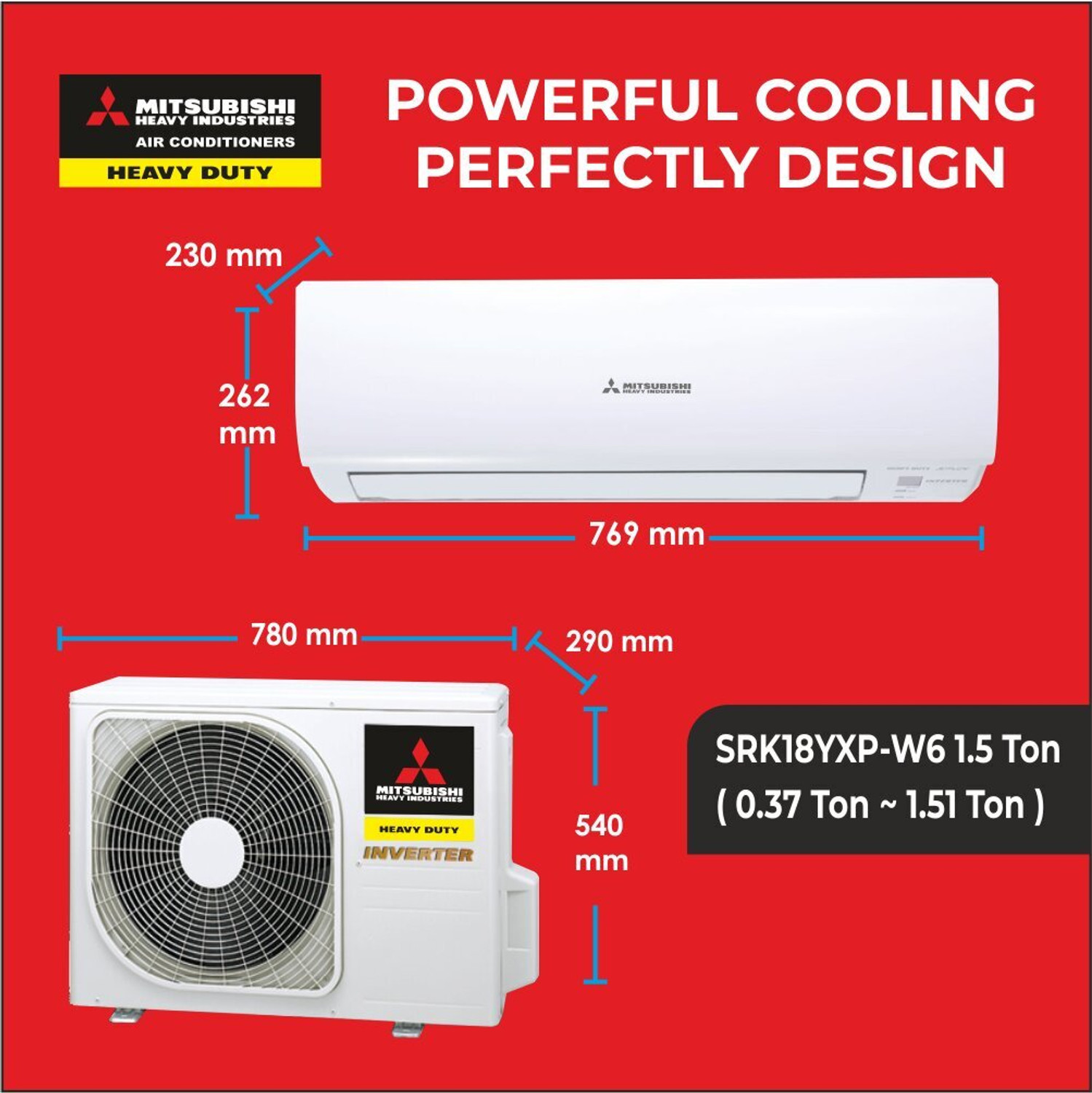 Image of MITSUBISHI HEAVY INDUSTRIES 2025 Model 1.5 Ton 3 Star Split Hyper Inverter Hyper Inverter AC AC
