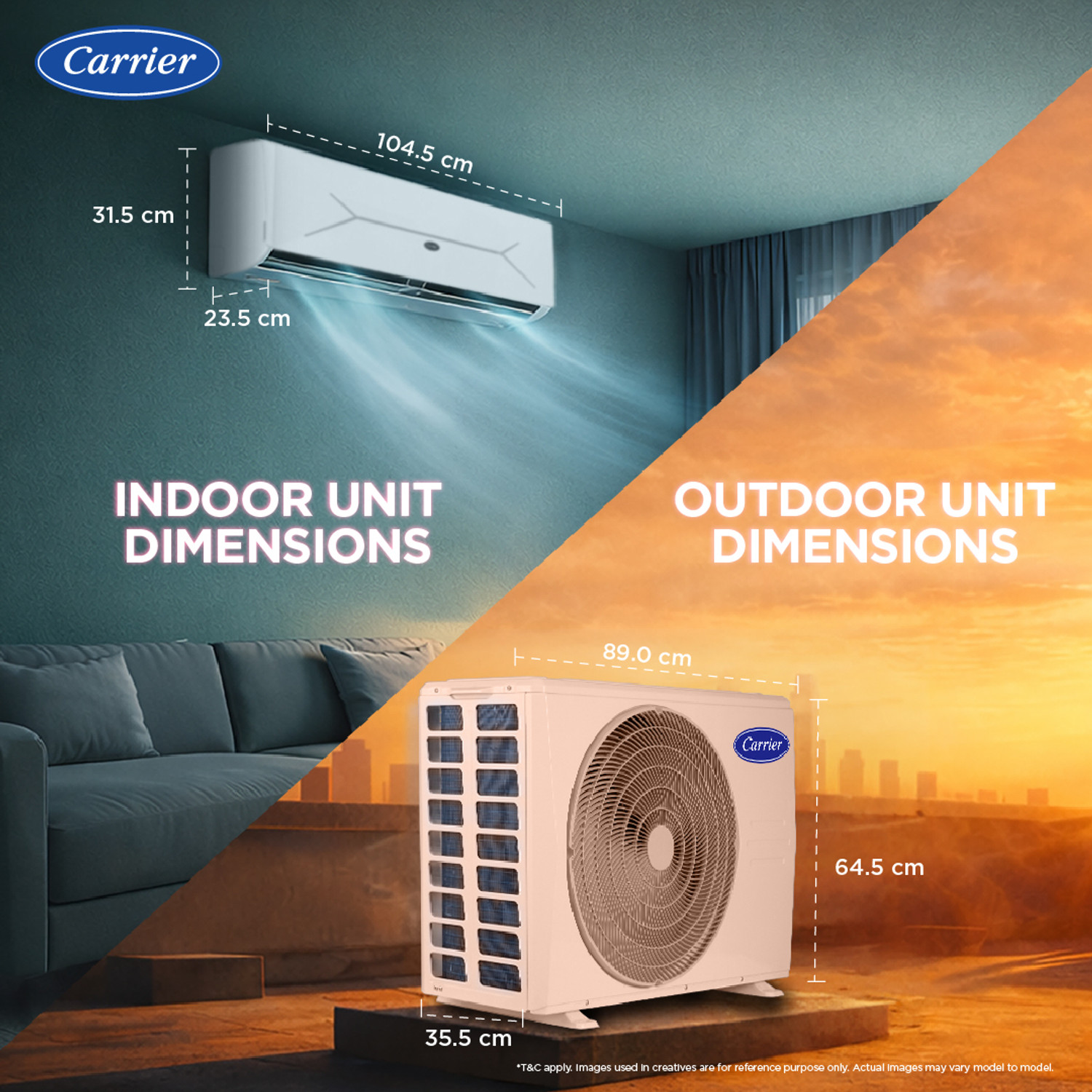Image of CARRIER 2026 Model 2 Ton 5 Star Split AI Inverter with Wi-fi Convertible 6-in-1 with Geo-Fencing & Voice Control,Smart Energy Display, Insta Cool, Auto Defrost Clean AC