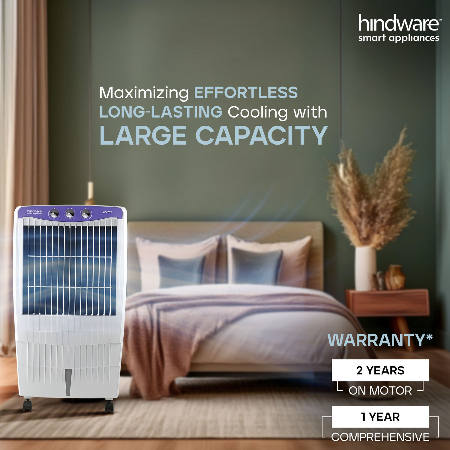 Image of Hindware Smart Appliances 85 L Desert Air Cooler Anti-Bacterial Protection, Inverter Compatible