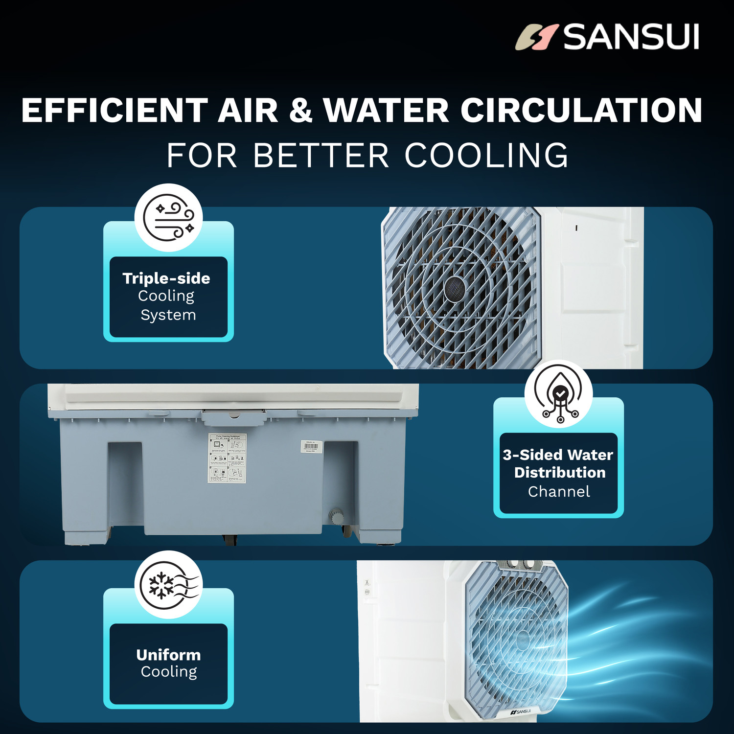 Image of Sansui 100 L Desert Air Cooler High Grade Honeycomb design, BIS Approved