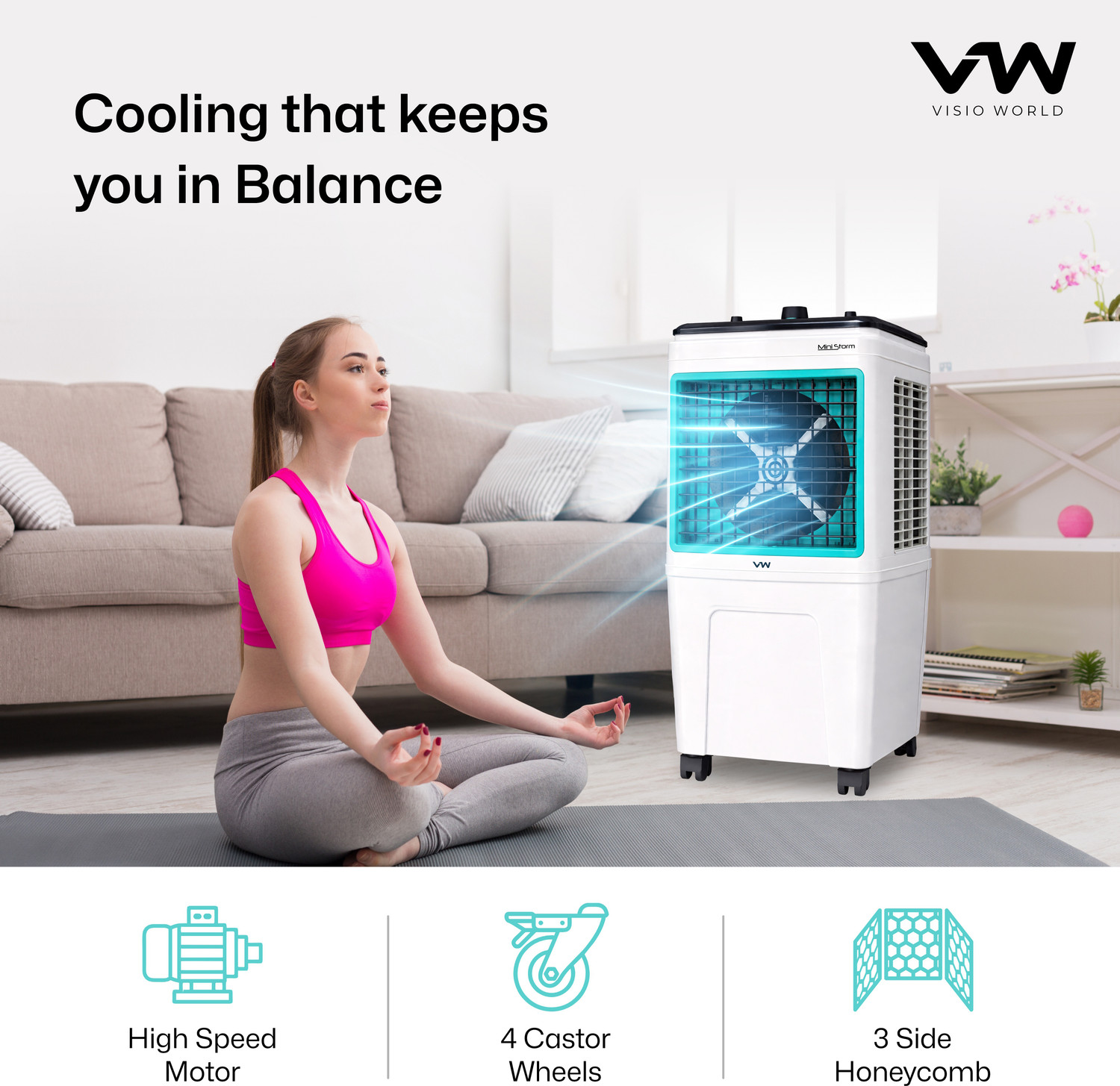Image of VW 50 L Room /Personal Air Cooler With Bacteria Free Cooling Pad Technology