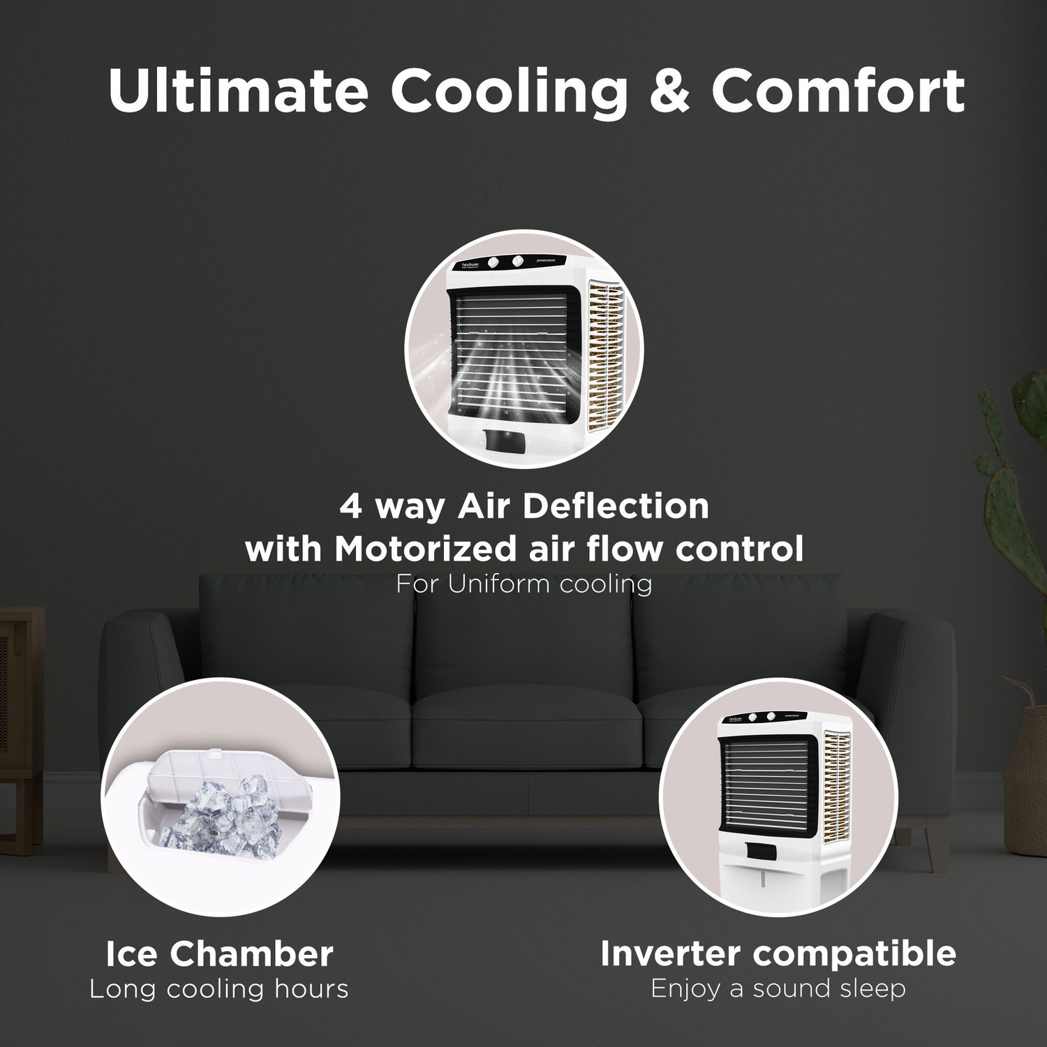 Image of Hindware Smart Appliances 117 L Desert Air Cooler Anti-Bacterial Protection, Inverter Compatible