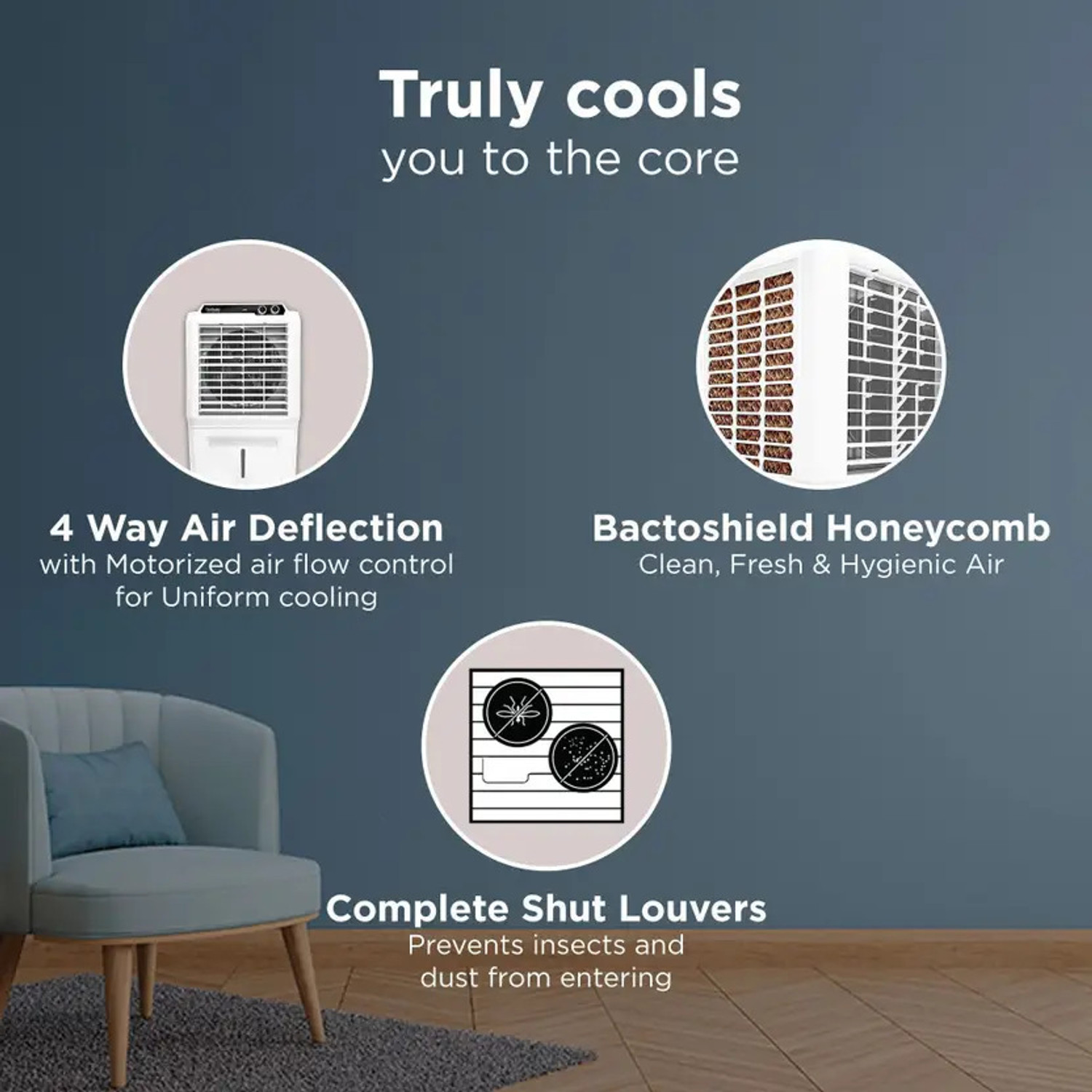 Image of Hindware Smart Appliances 45 L Room /Personal Air Cooler Anti-Bacterial Protection, Inverter Compatible
