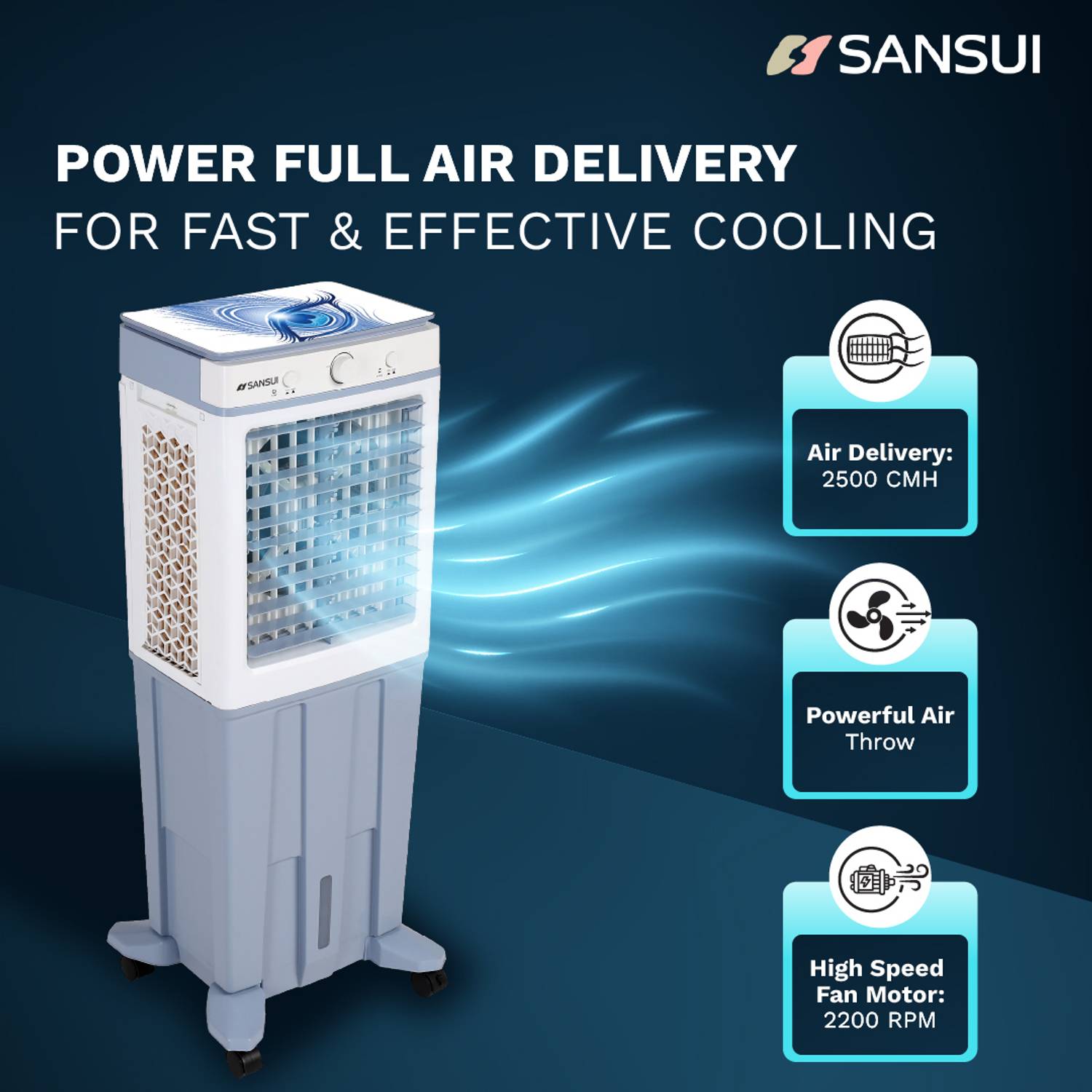 Sansui 65 L Tower Air Cooler Water Level Display, High Grade Hone... more