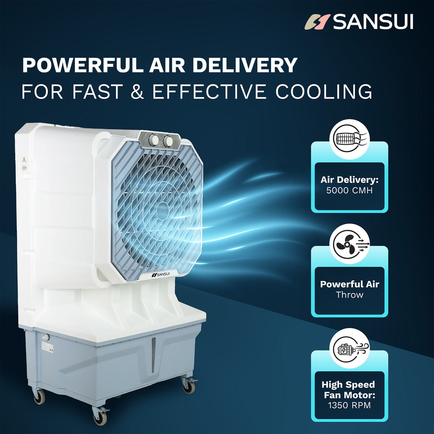 Image of Sansui 100 L Desert Air Cooler High Grade Honeycomb design, BIS Approved