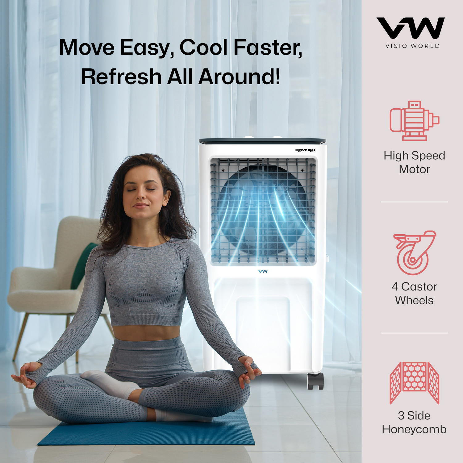 Image of VW 40 L Room /Personal Air Cooler With Bacteria Free Cooling Pad Technology