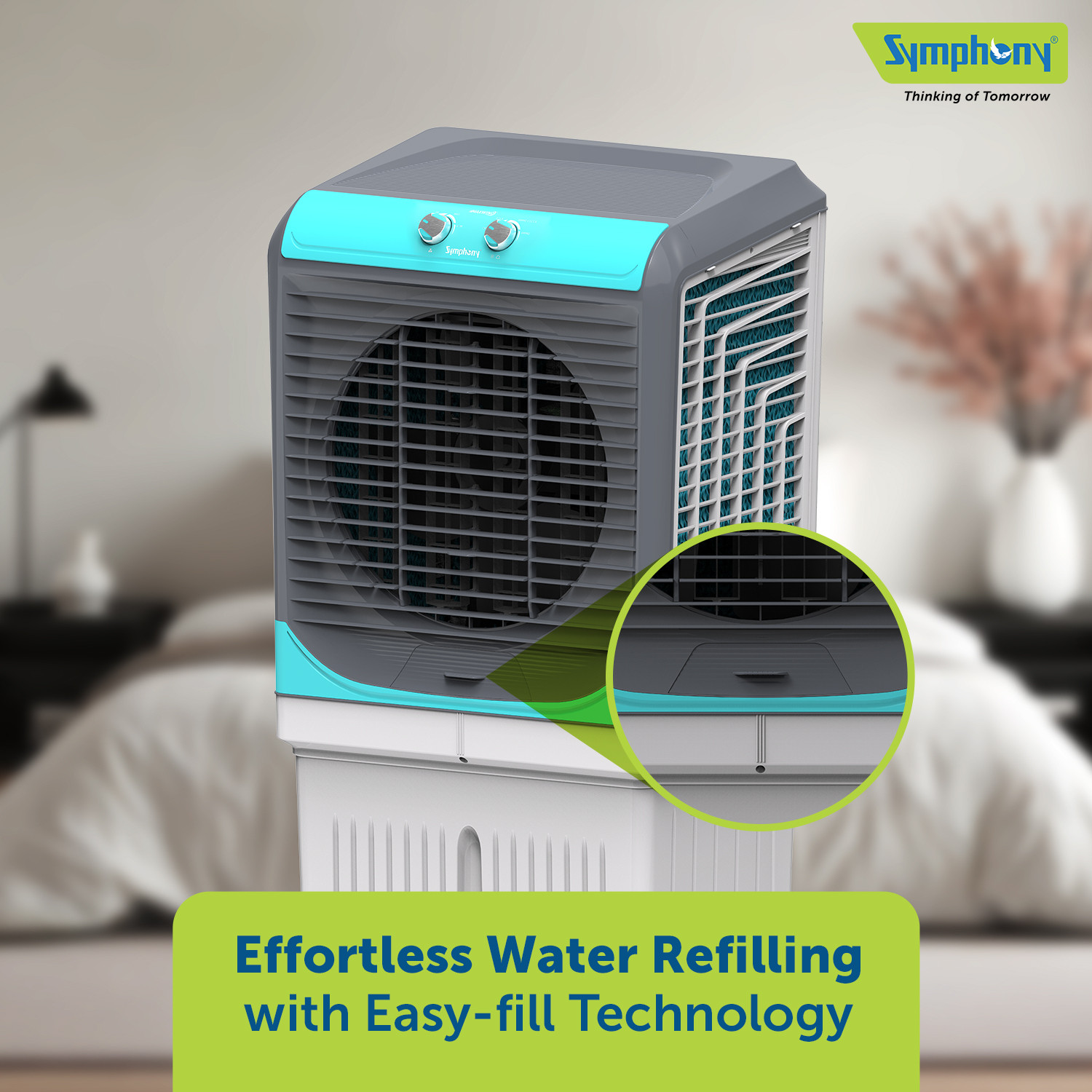 Image of Symphony 91 L Desert Air Cooler with 3 side Honeycomb Cooling Pad CFD Technology Inverter Compatible