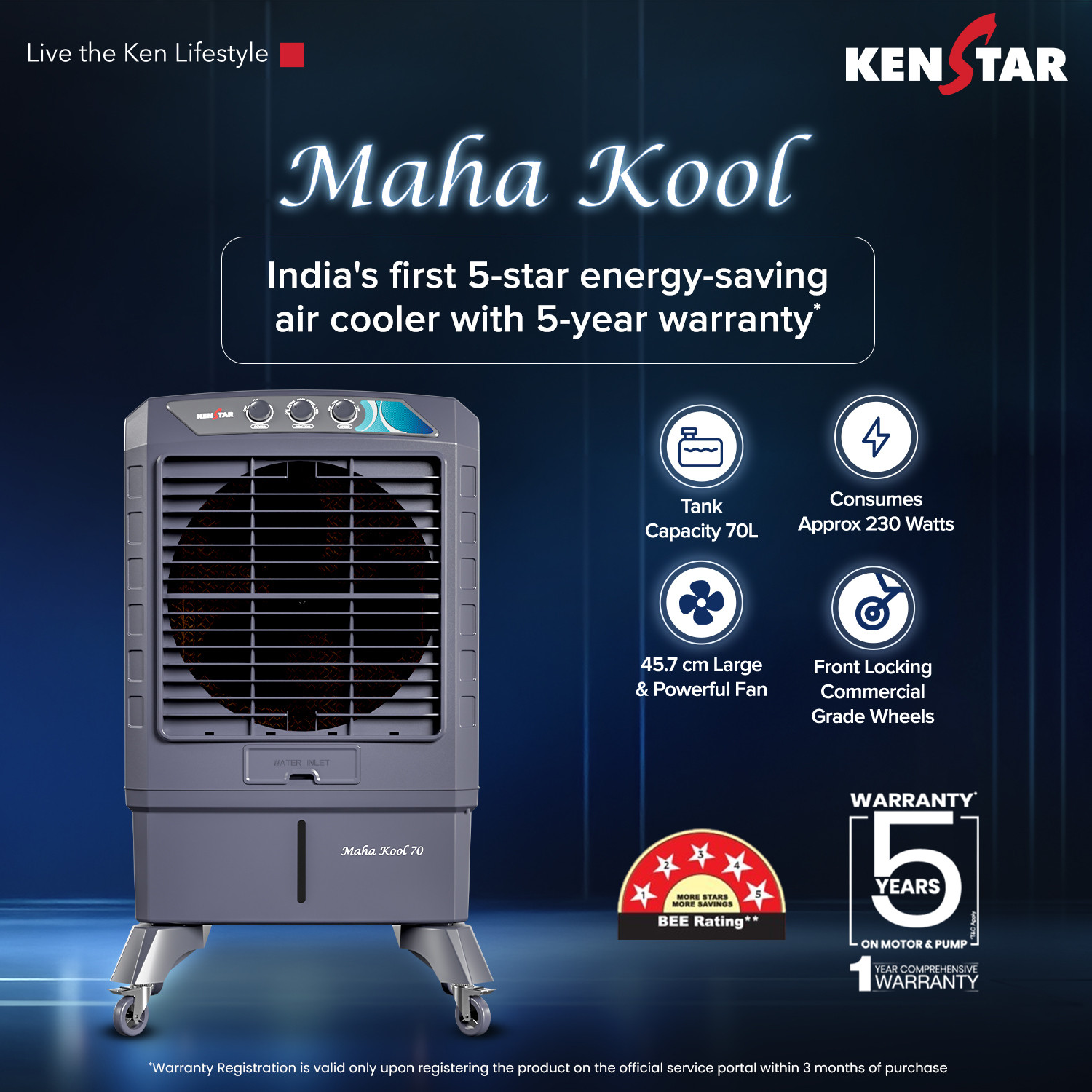 Image of Kenstar 70 L Desert Air Cooler