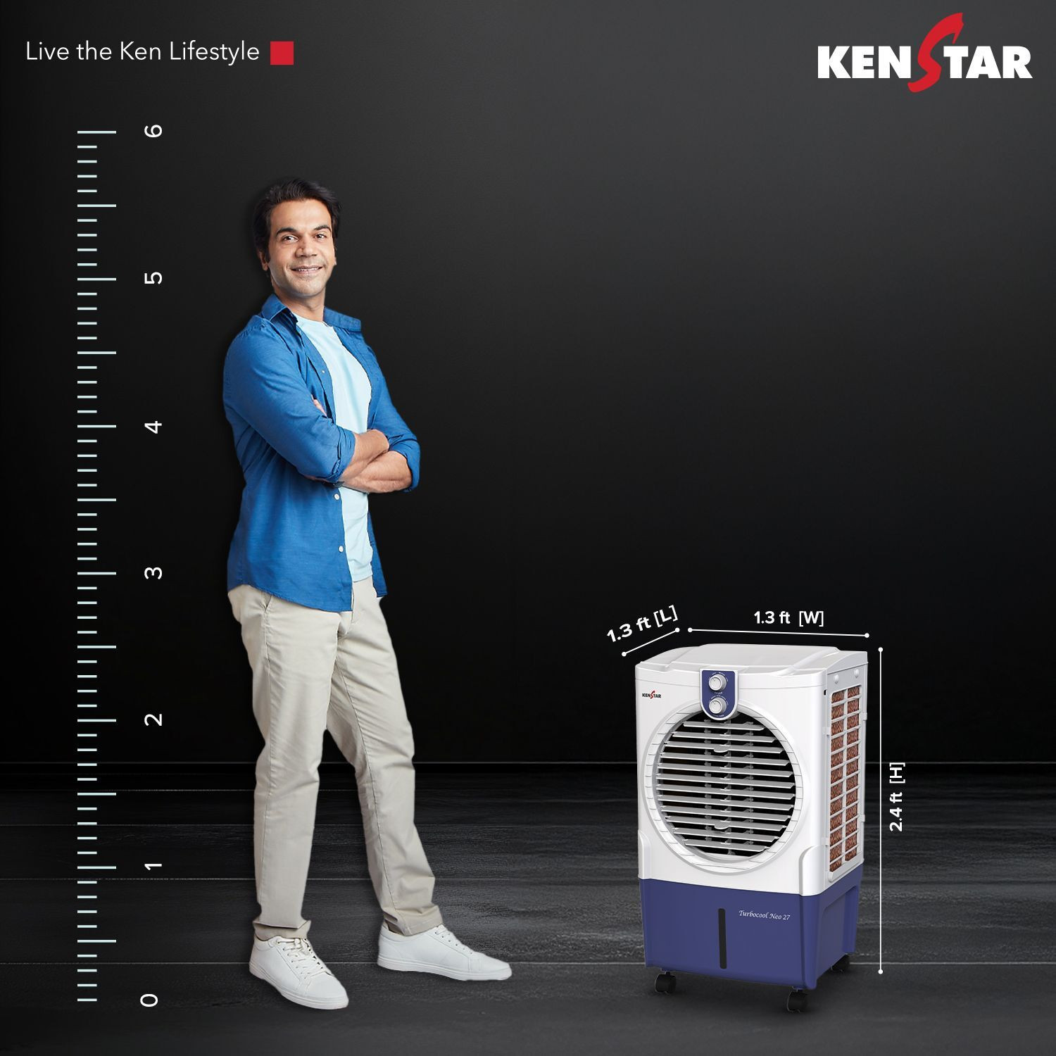 Image of Kenstar 25.5 L Room /Personal Air Cooler Honeycomb Pads, Anti-Bacterial Protection, Inverter Compatible, 5 Star BEE Rating