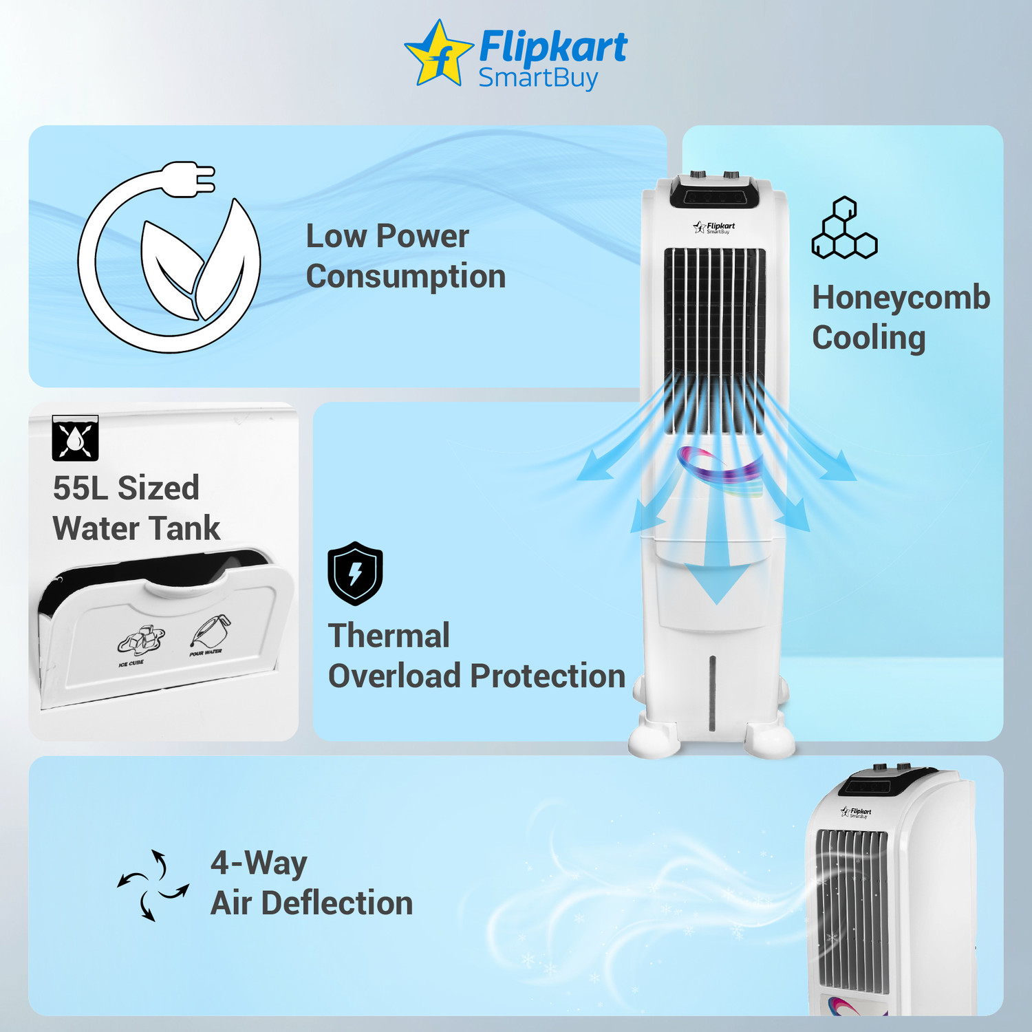 Image of Flipkart SmartBuy 55 L Tower Air Cooler