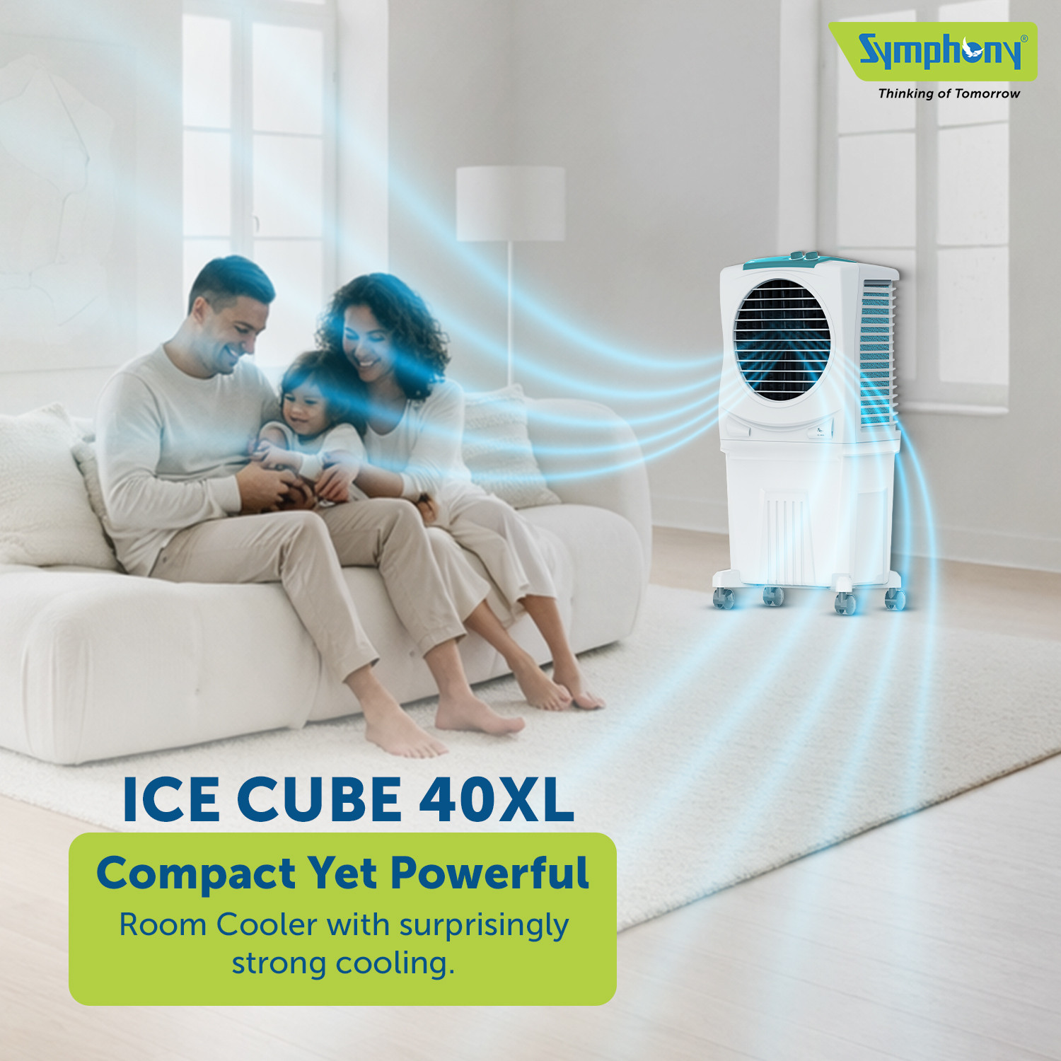 Image of Symphony 37 L Room /Personal Air Cooler with 3 side Honeycomb Cooling Pad CFD Technology Inverter Compatible
