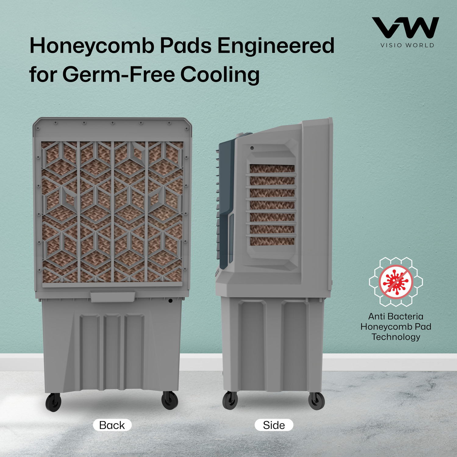 Image of VW 100 L Desert Air Cooler With 3 side Honeycomb, Bacteria Free Cooling Pad Technology, Inverter Compatible