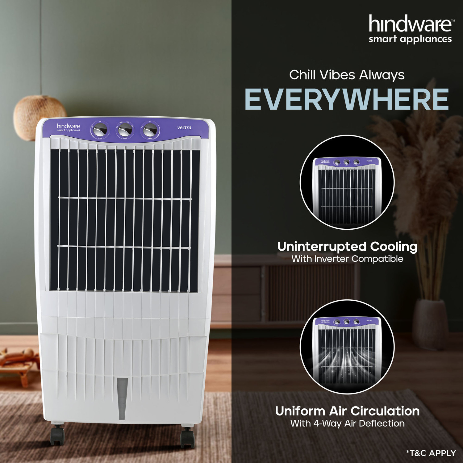 Image of Hindware Smart Appliances 85 L Desert Air Cooler Anti-Bacterial Protection, Inverter Compatible