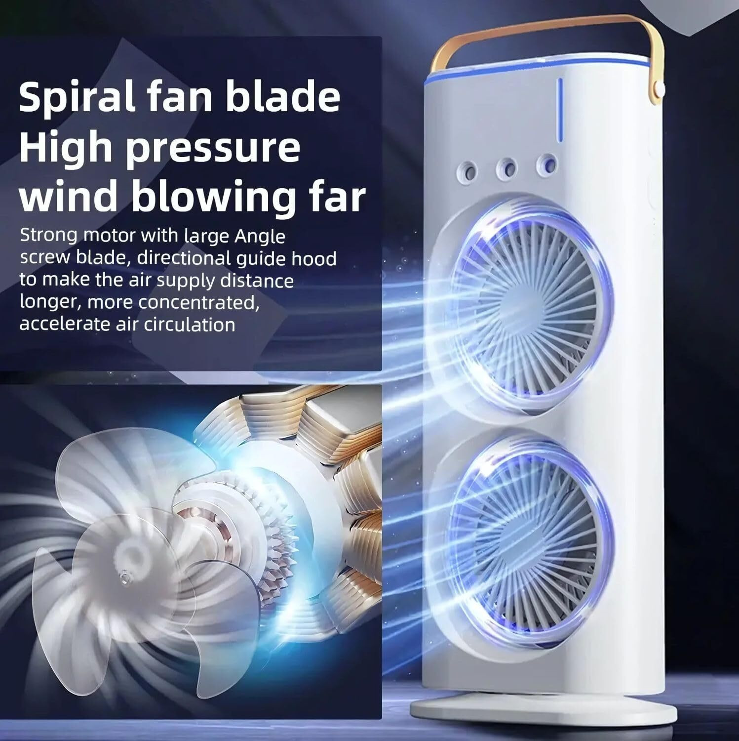 Image of Woomzy Table Fan Rechargeable Table Fan with LED Light High Speed Fan for Home Ultra High Speed 1400 mm Table Fan