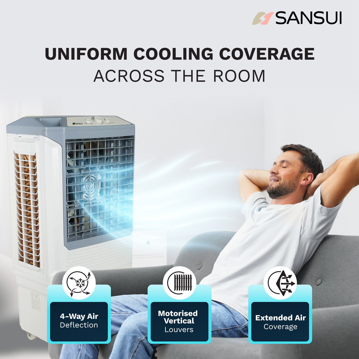 Image of Sansui 80 L Desert Air Cooler PowerFul Air Throw, Low Power Consumption