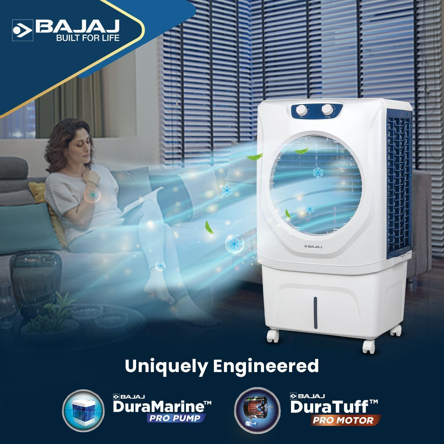 Image of BAJAJ 70 L Desert Air Cooler Dual Side Water Inlet 80Ft Air Throw Ice Chamber Inverter Compatible