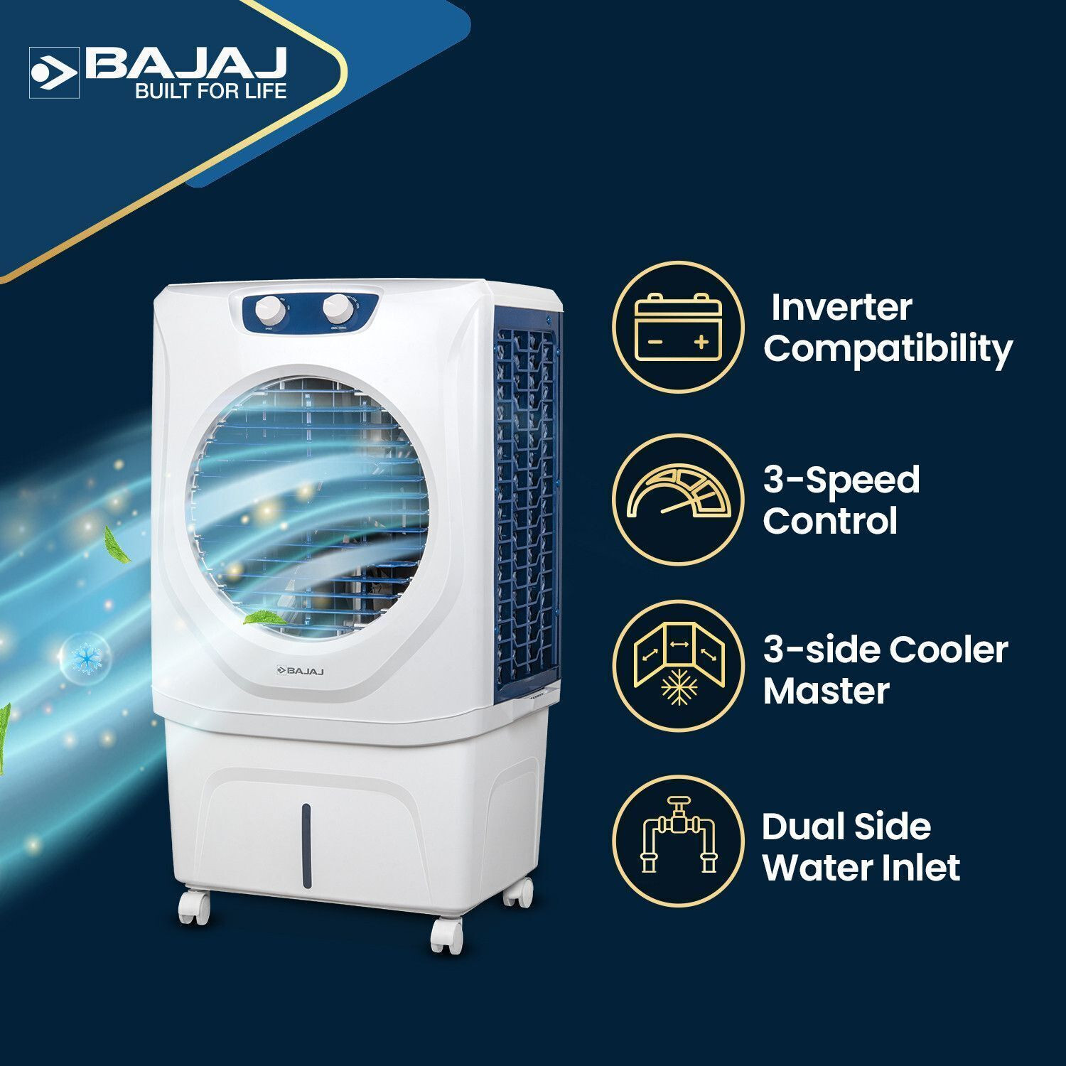 Image of BAJAJ 70 L Desert Air Cooler Dual Side Water Inlet 80Ft Air Throw Ice Chamber Inverter Compatible